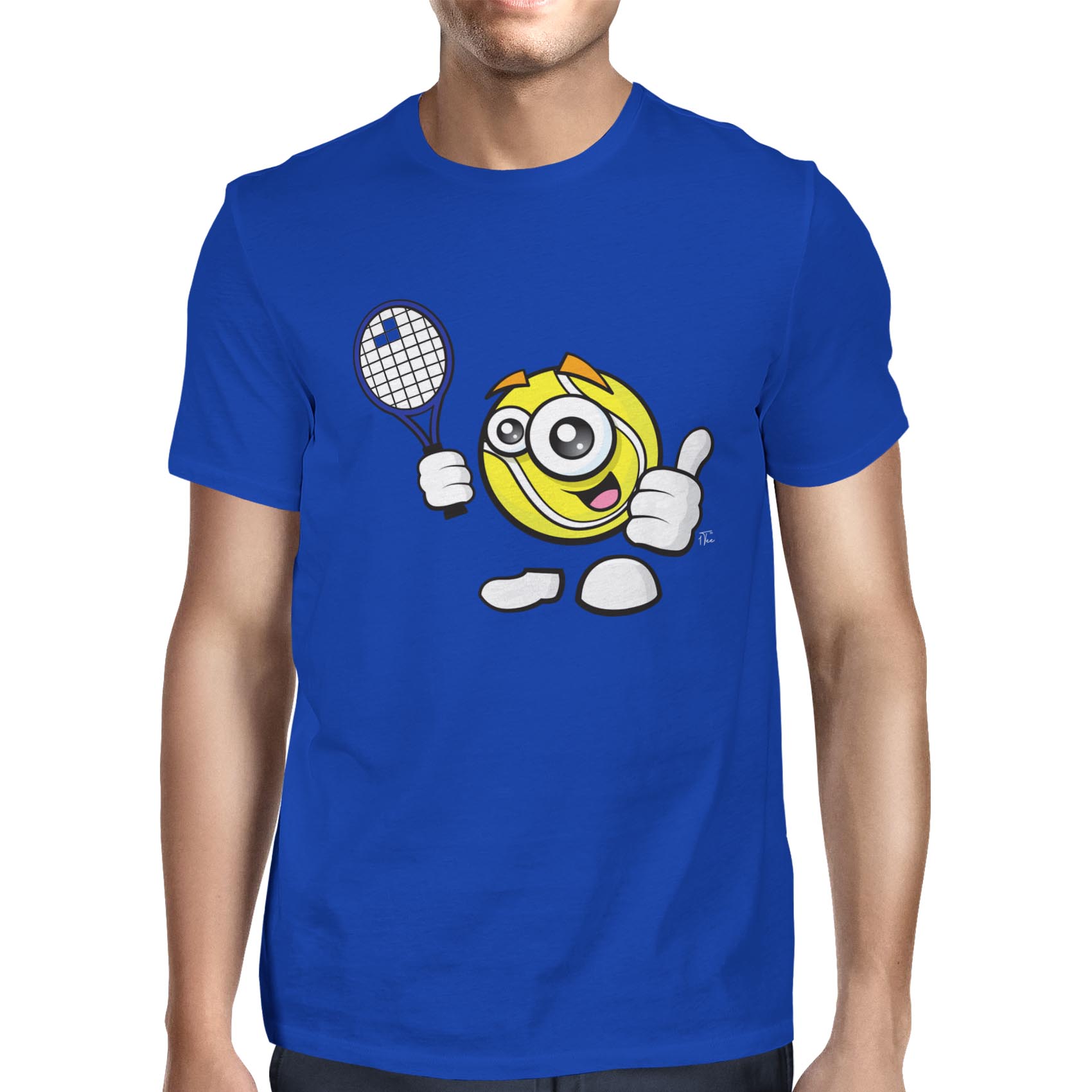 1Tee Mens Happy Tennis Ball with Racket T-Shirt