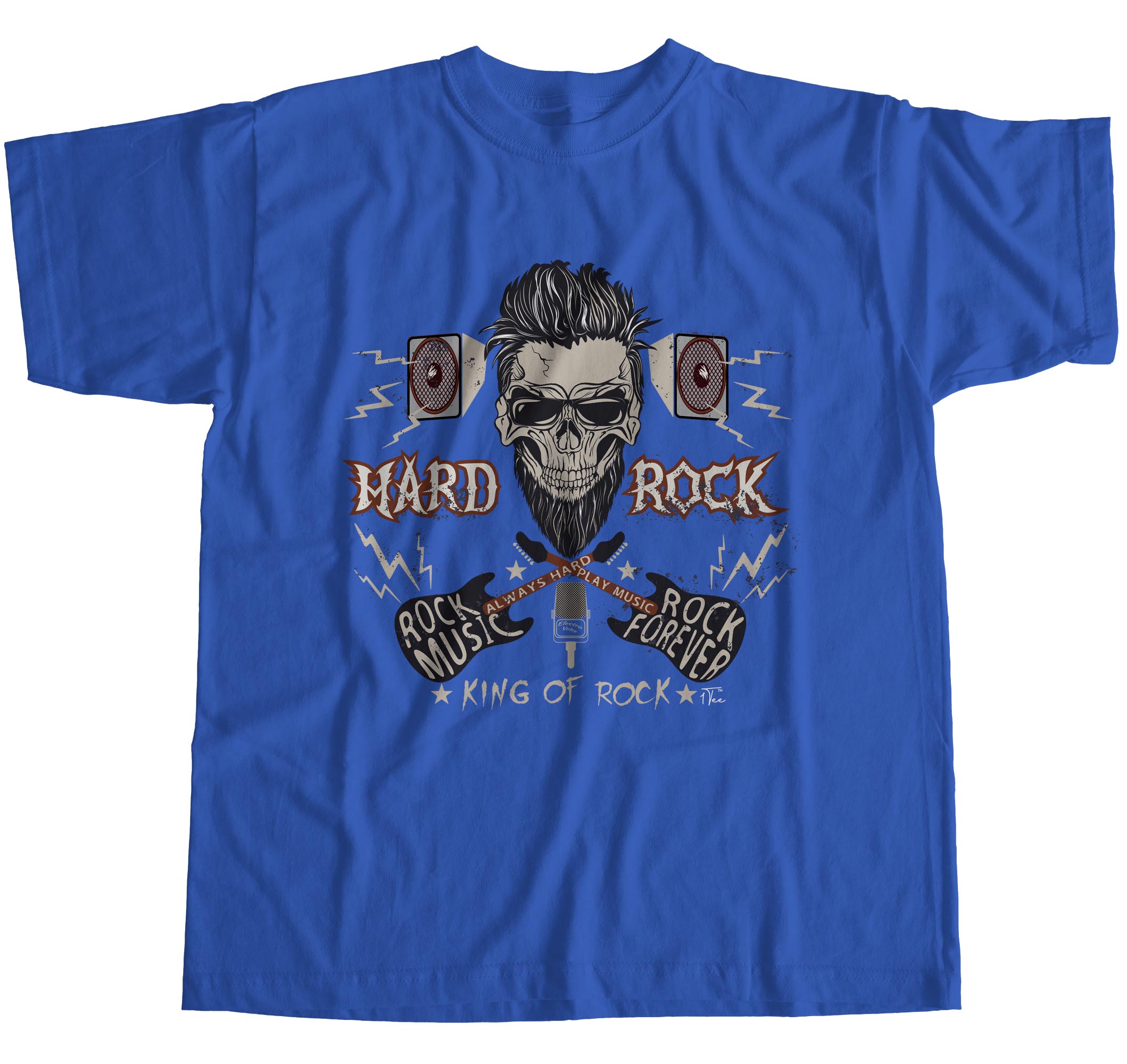 1Tee Mens Hard Rock Skull King of Music T-Shirt