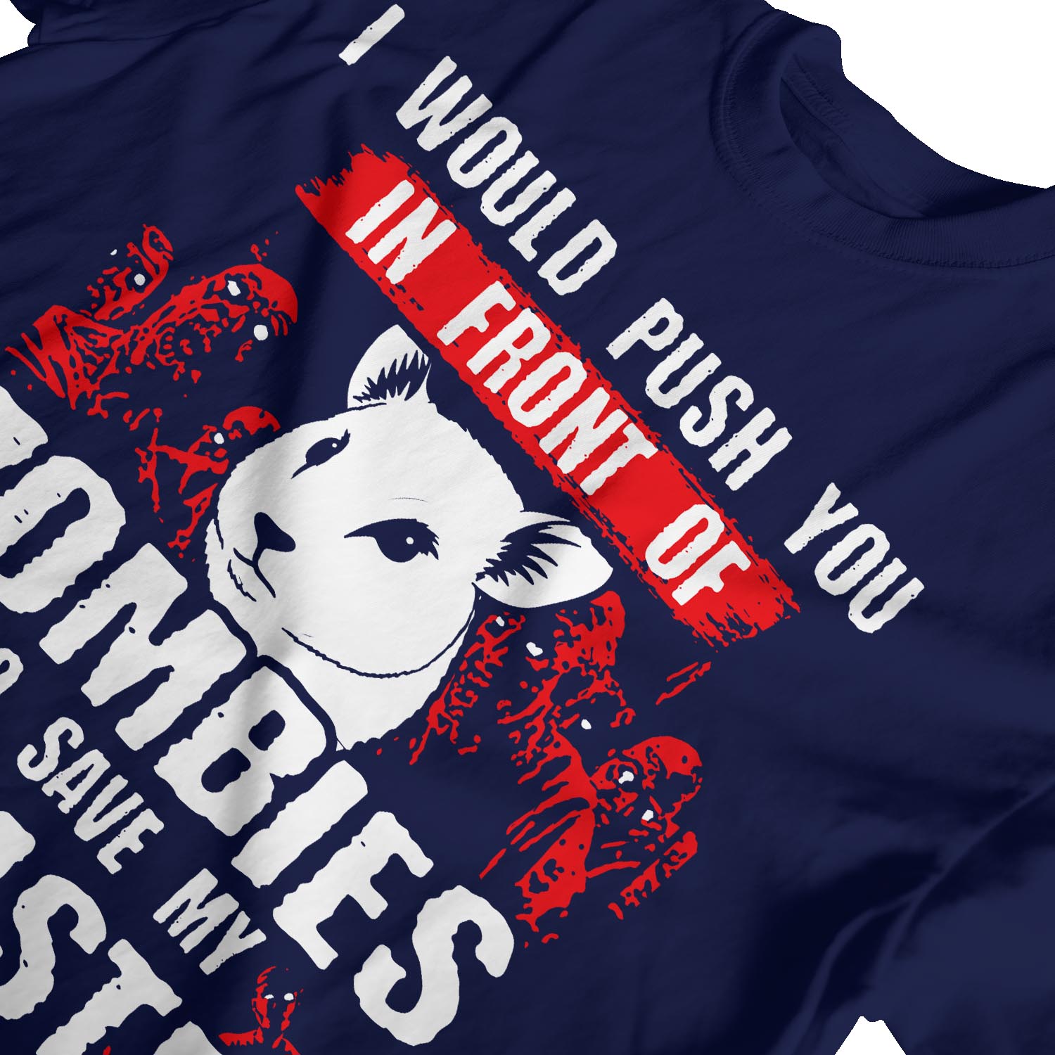 1Tee Herren T-Shirt I Would Push You In Front Of Zombies To Save My Hamster - Bild 16 von 24