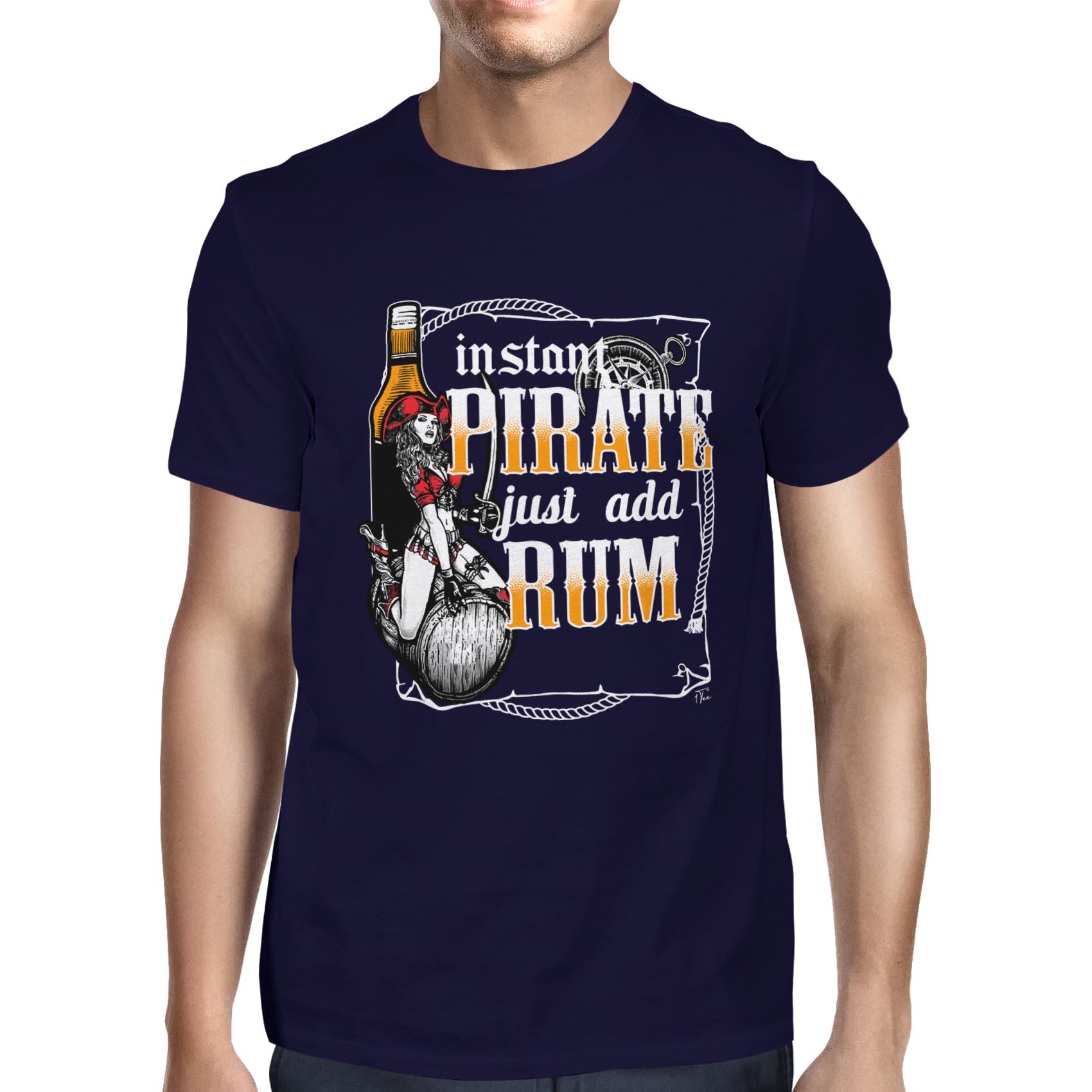 1Tee Mens Instant Pirate Just Add Rum T-Shirt
