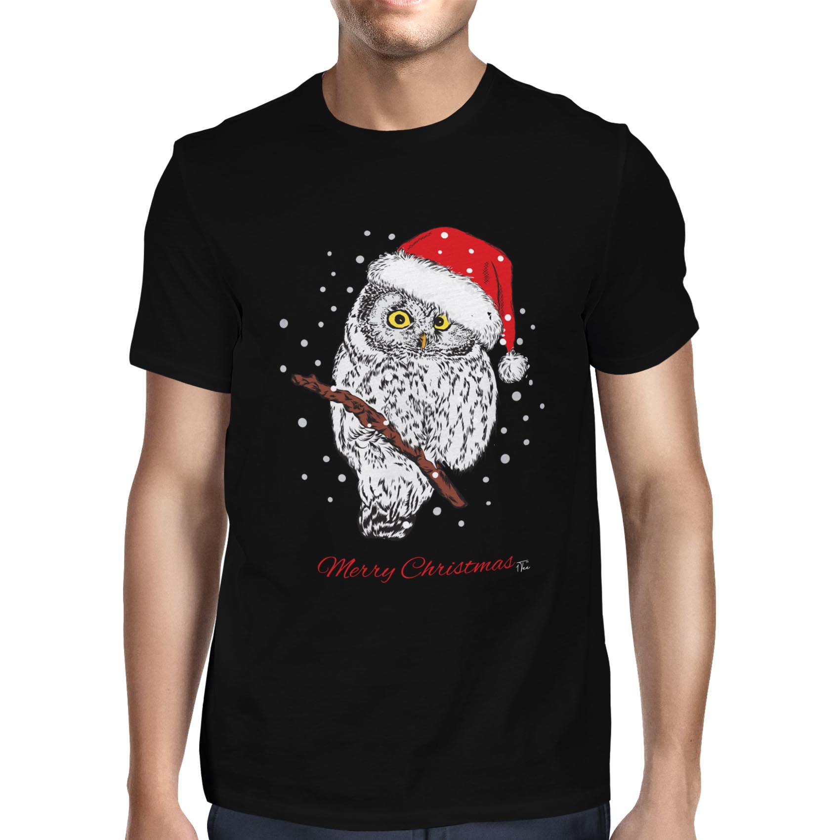 Camiseta 1Tee Hombre Búho Feliz Navidad Animal - Imagen 7 de 24