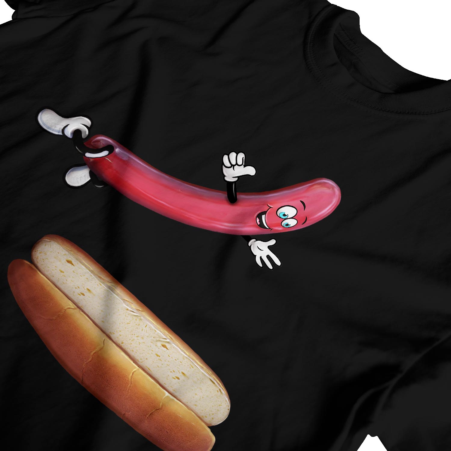 1Tee Mens Hot Dog Jumping into Bun TShirt eBay