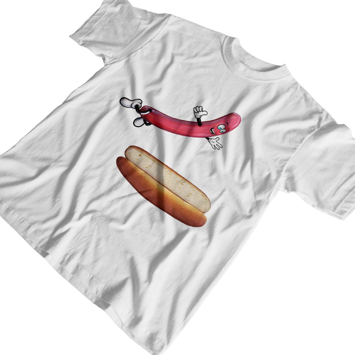 1Tee Mens Hot Dog Jumping into Bun TShirt eBay