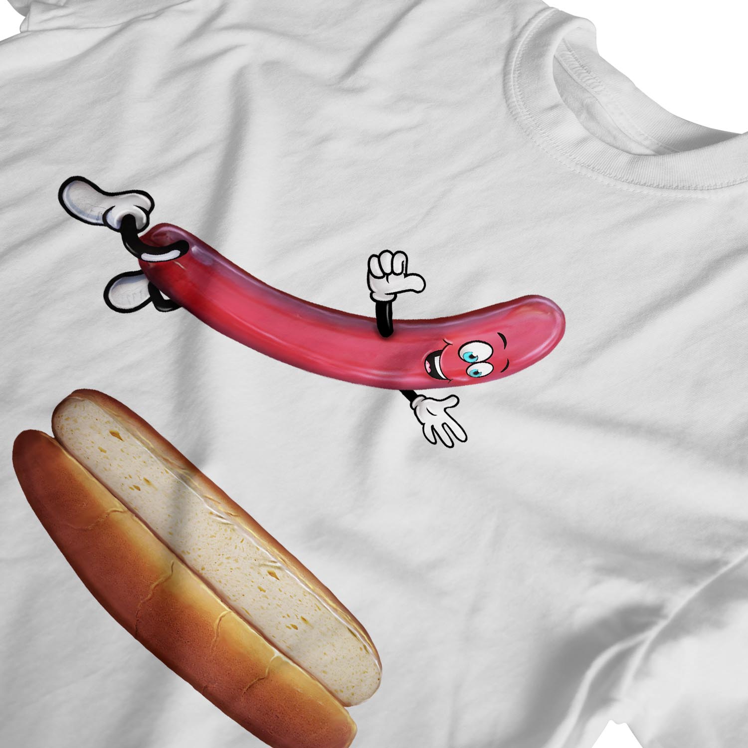 1Tee Mens Hot Dog Jumping into Bun TShirt eBay