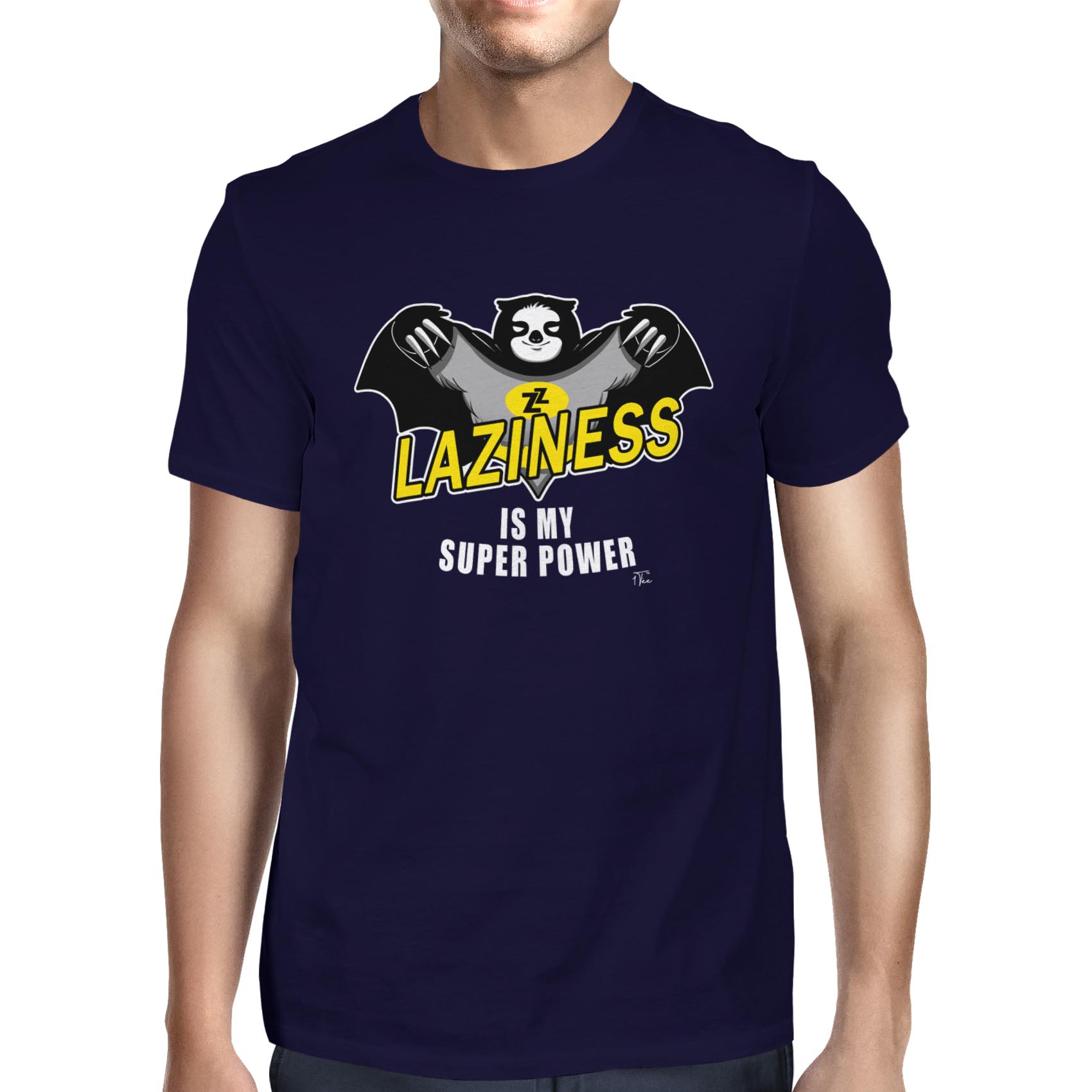 1Tee Herren T-Shirt Laziness Is My Superpower Faultier - Bild 7 von 24