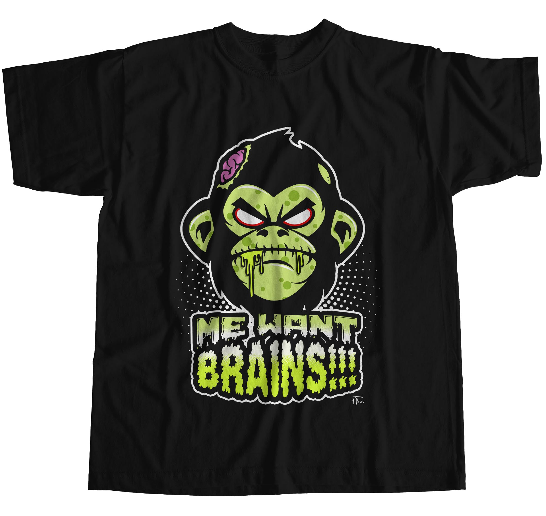 1 T-Shirt Herren Zombie Affe, Me Want Brains - Bild 8 von 18