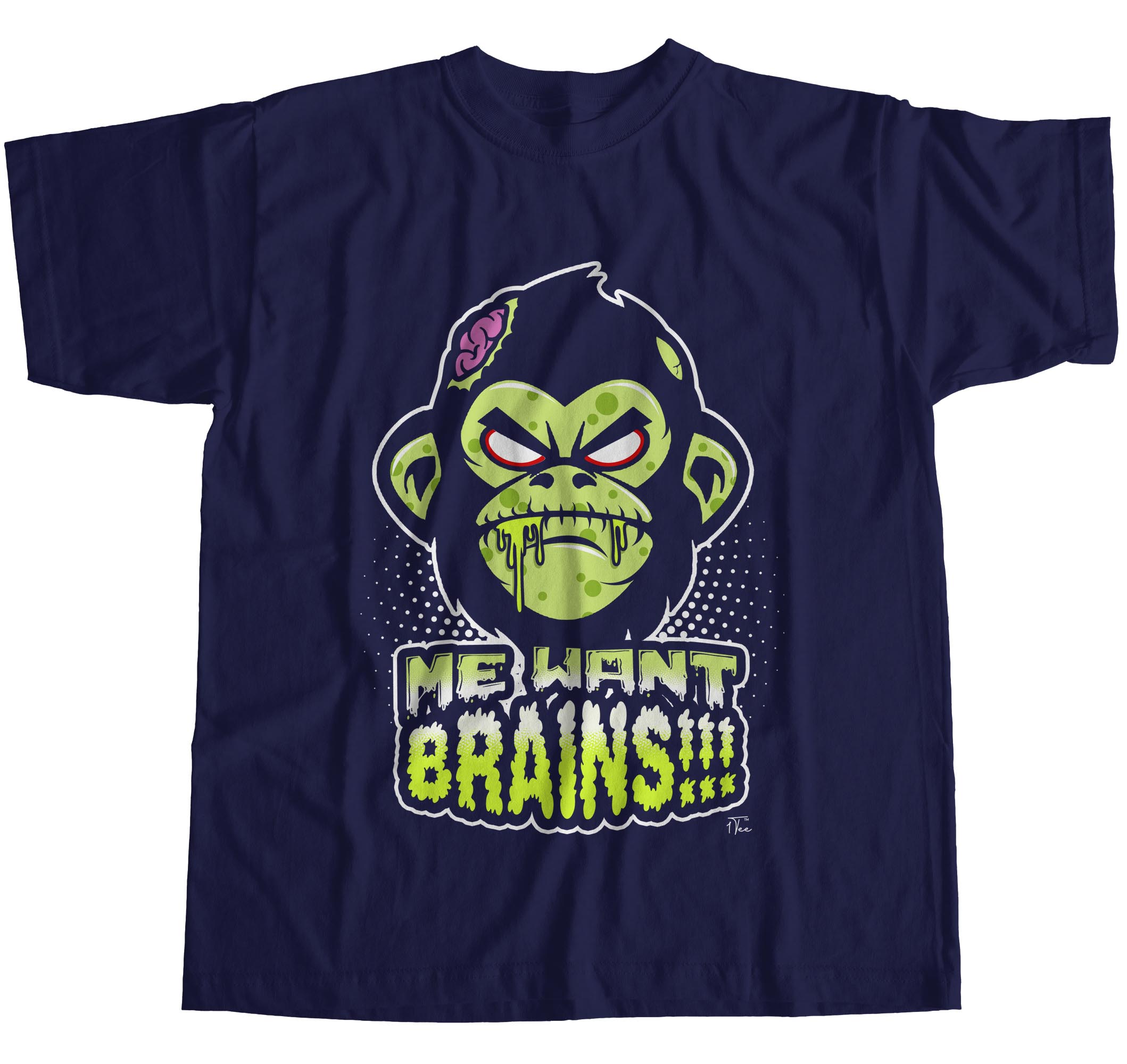 1 T-Shirt Herren Zombie Affe, Me Want Brains - Bild 14 von 18