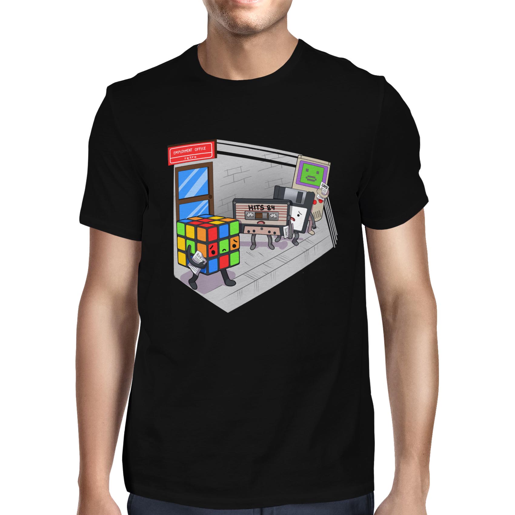 1Tee Mens Retro Employment Office Funny T-Shirt - Foto 7 di 18