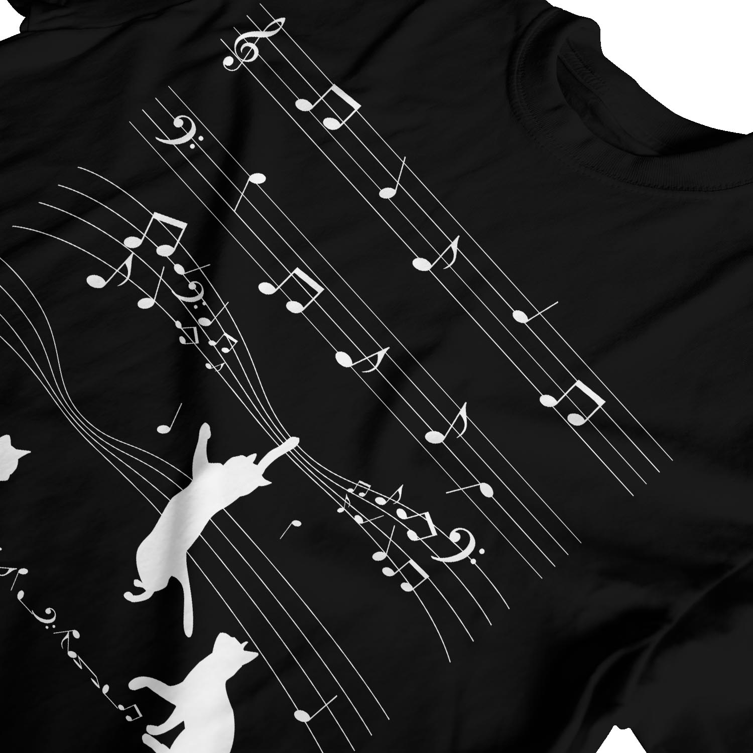 1Tee hoja de música para hombre y Gatos T-Shirt
