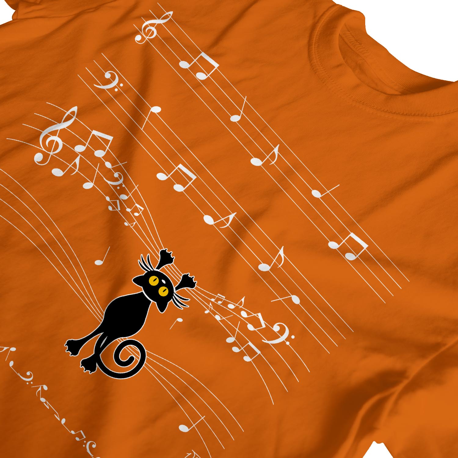 Camiseta 1Tee Para Hombre Gato Colgando en Partituras Musicales - Imagen 10 de 24