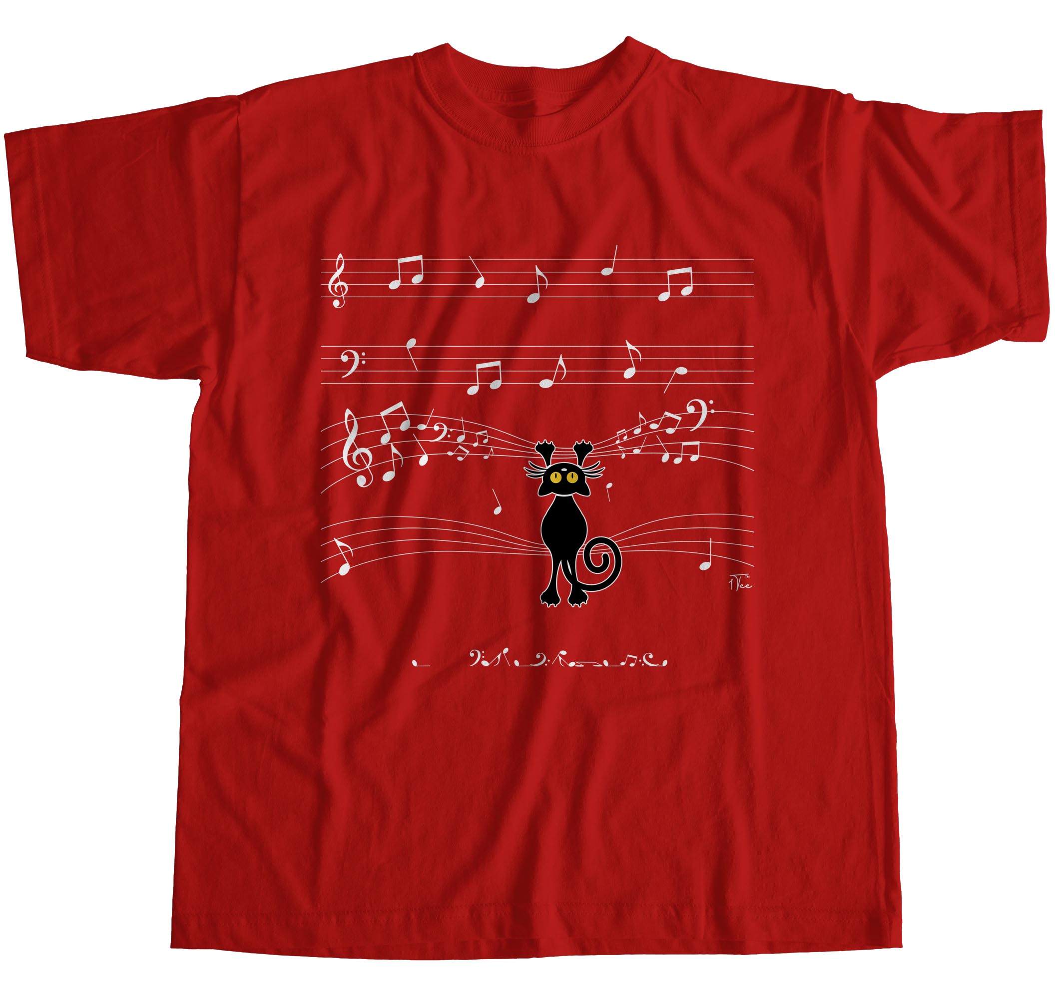 Camiseta 1Tee Para Hombre Gato Colgando en Partituras Musicales - Imagen 14 de 24