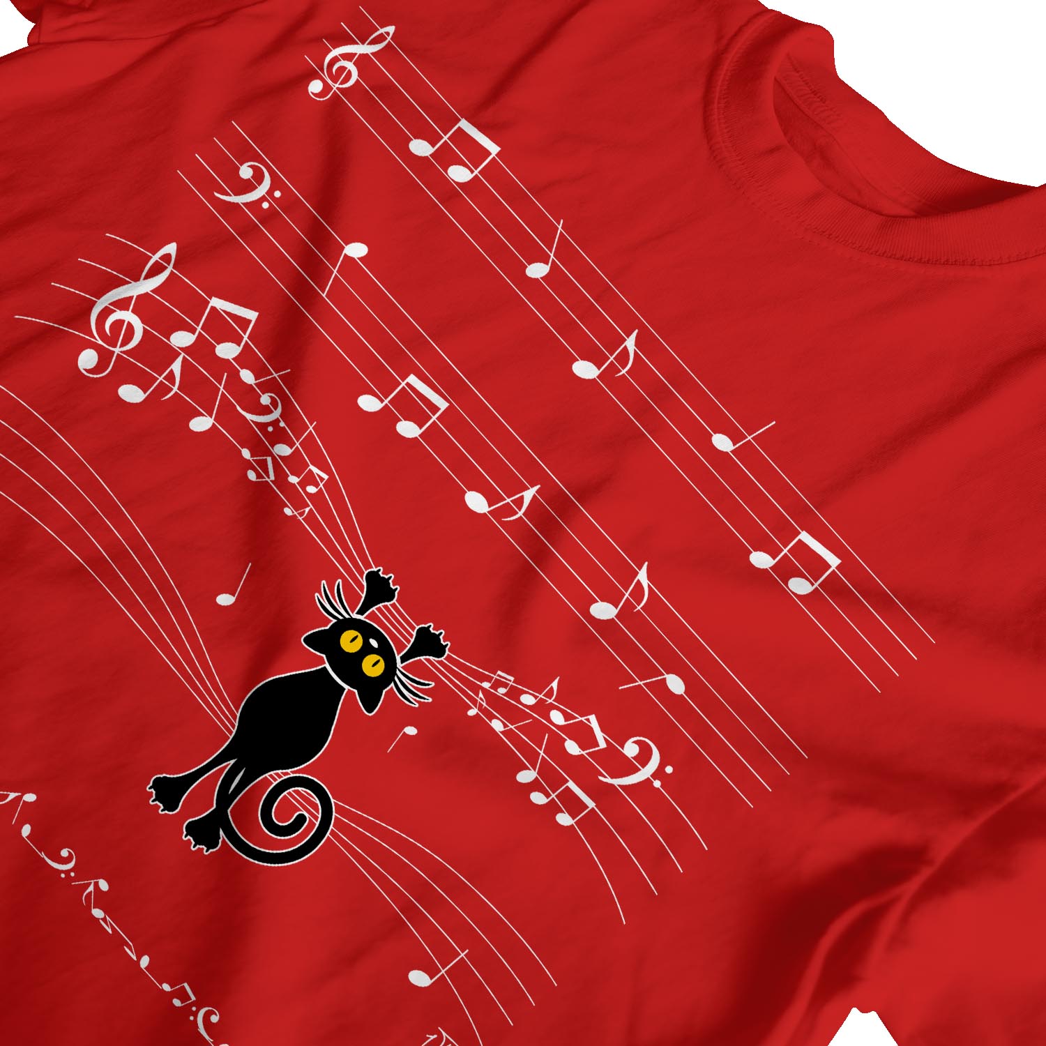 Camiseta 1Tee Para Hombre Gato Colgando en Partituras Musicales - Imagen 16 de 24