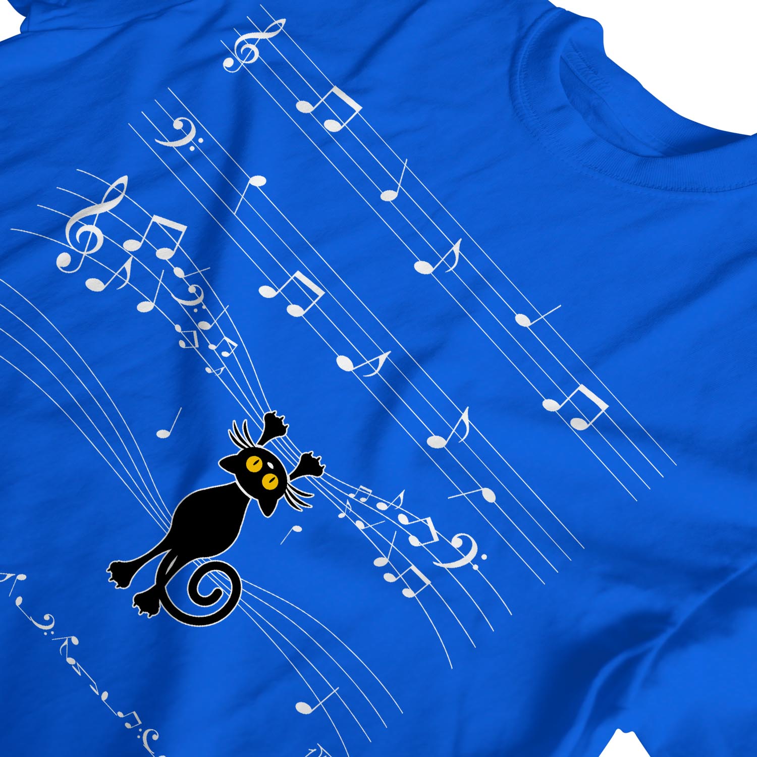 Camiseta 1Tee Para Hombre Gato Colgando en Partituras Musicales - Imagen 22 de 24