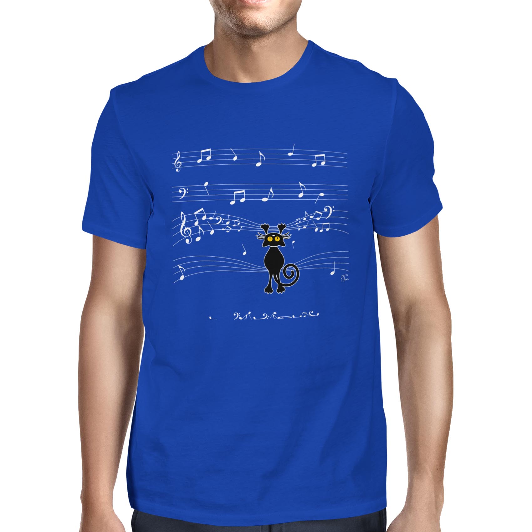 Camiseta 1Tee Para Hombre Gato Colgando en Partituras Musicales - Imagen 19 de 24