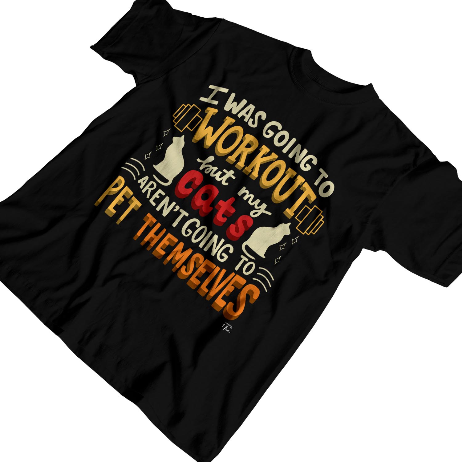 Camiseta 1Tee Para Hombre I Was Going To Work Out, My Cats No Going To Pet Themselves - Imagen 9 de 18