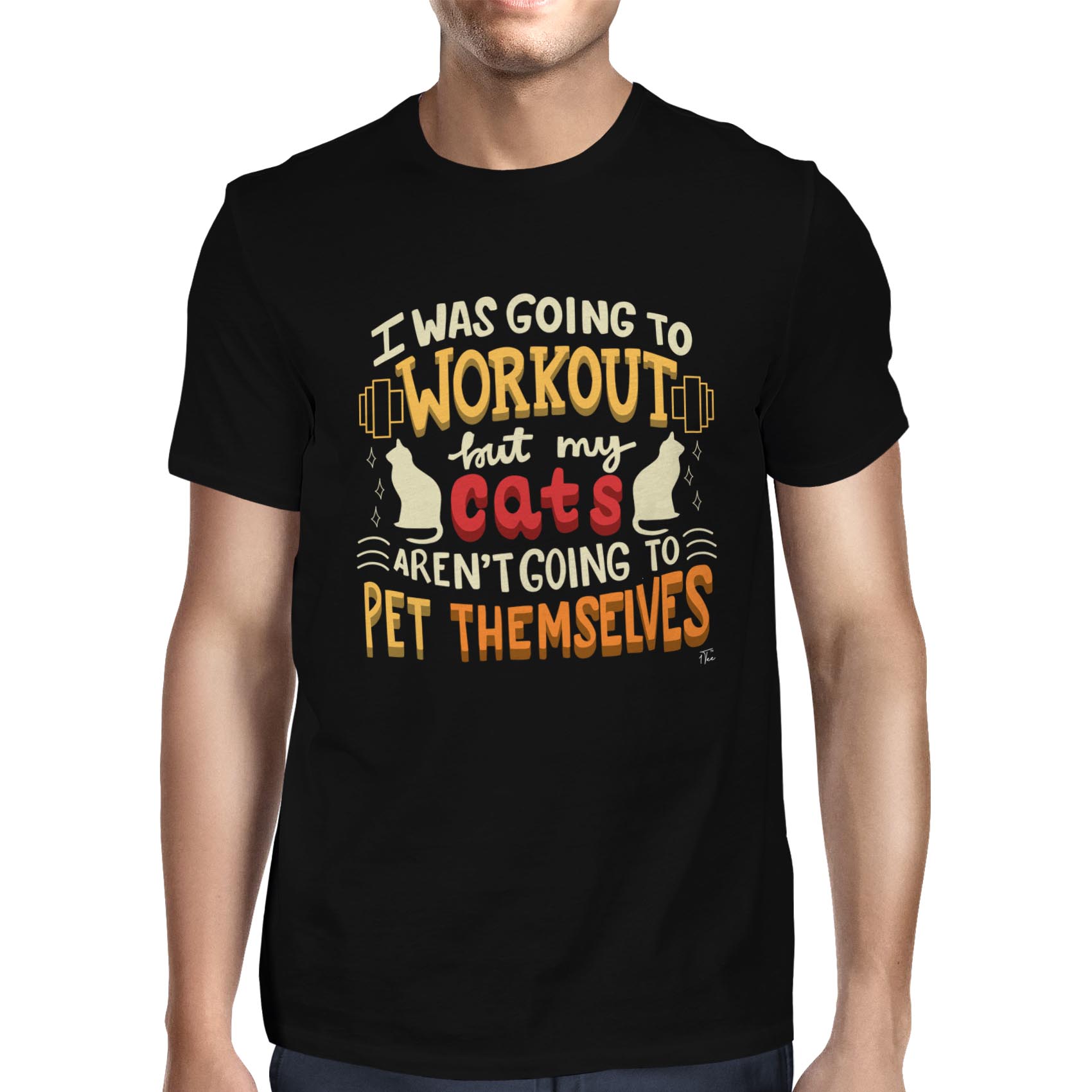 Camiseta 1Tee Para Hombre I Was Going To Work Out, My Cats No Going To Pet Themselves - Imagen 7 de 18