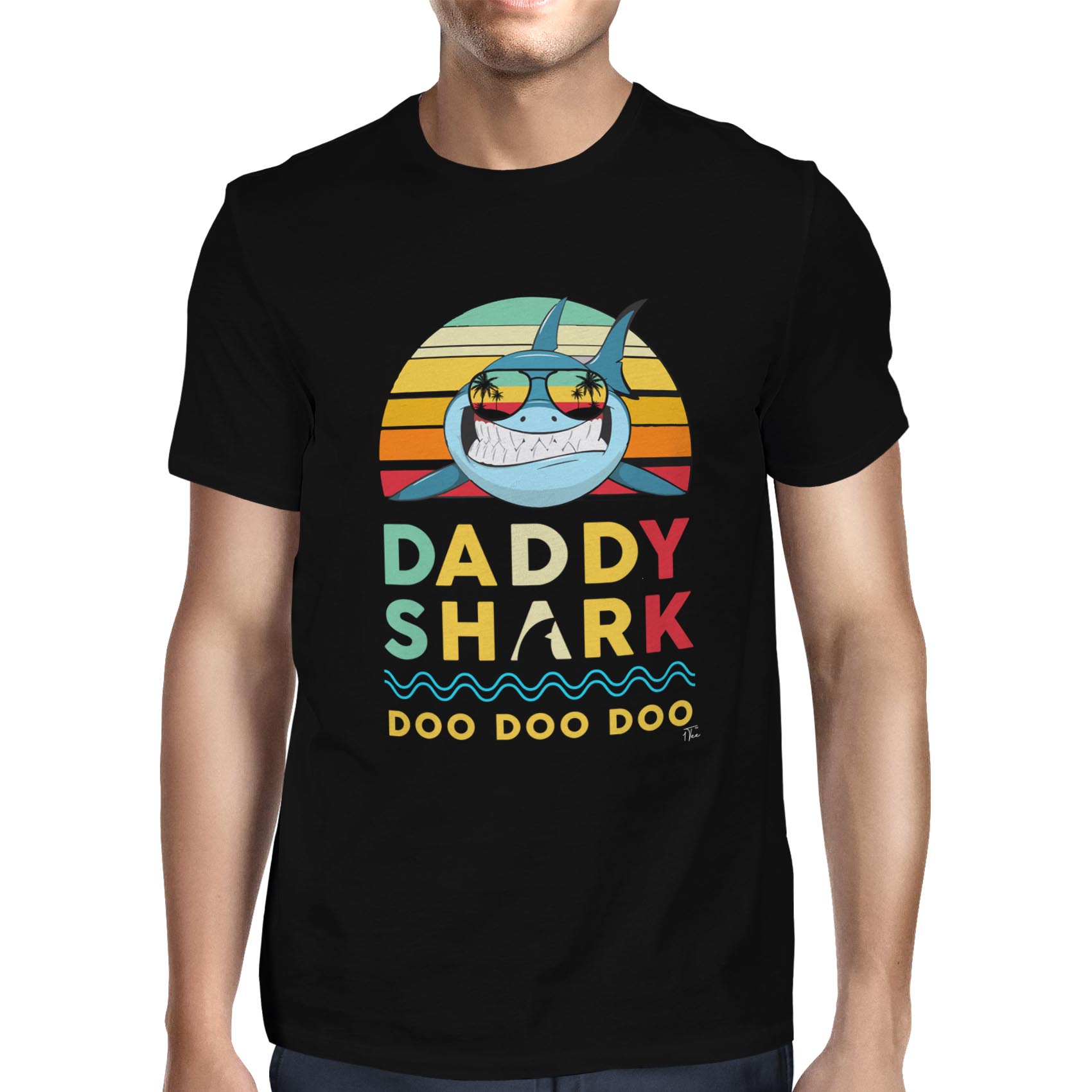 1Tee Mens Daddy Shark Doo Doo T-Shirt - Picture 7 of 18