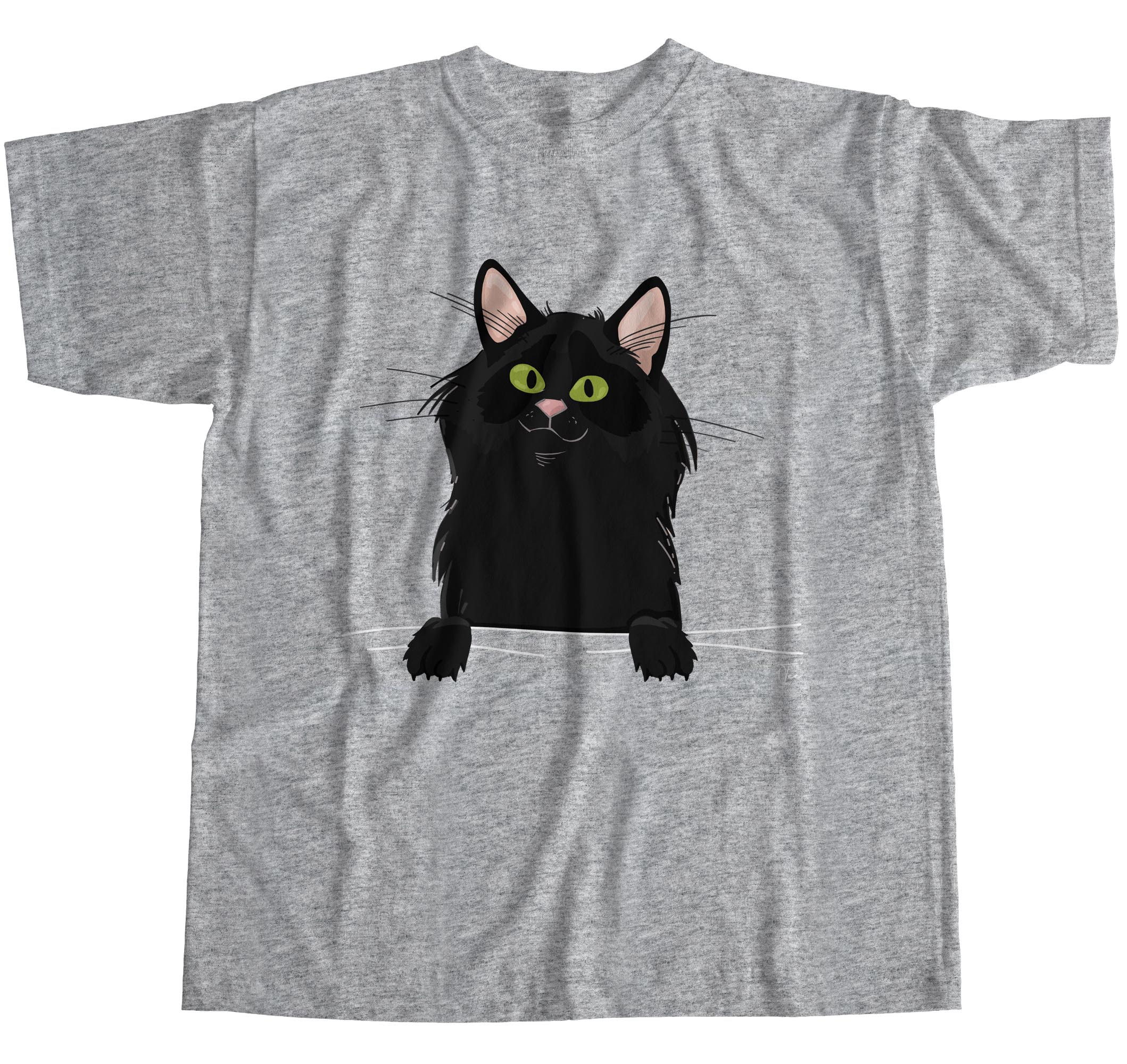 1tee Mens Peeking Black Cat Pocket T Shirt Ebay 