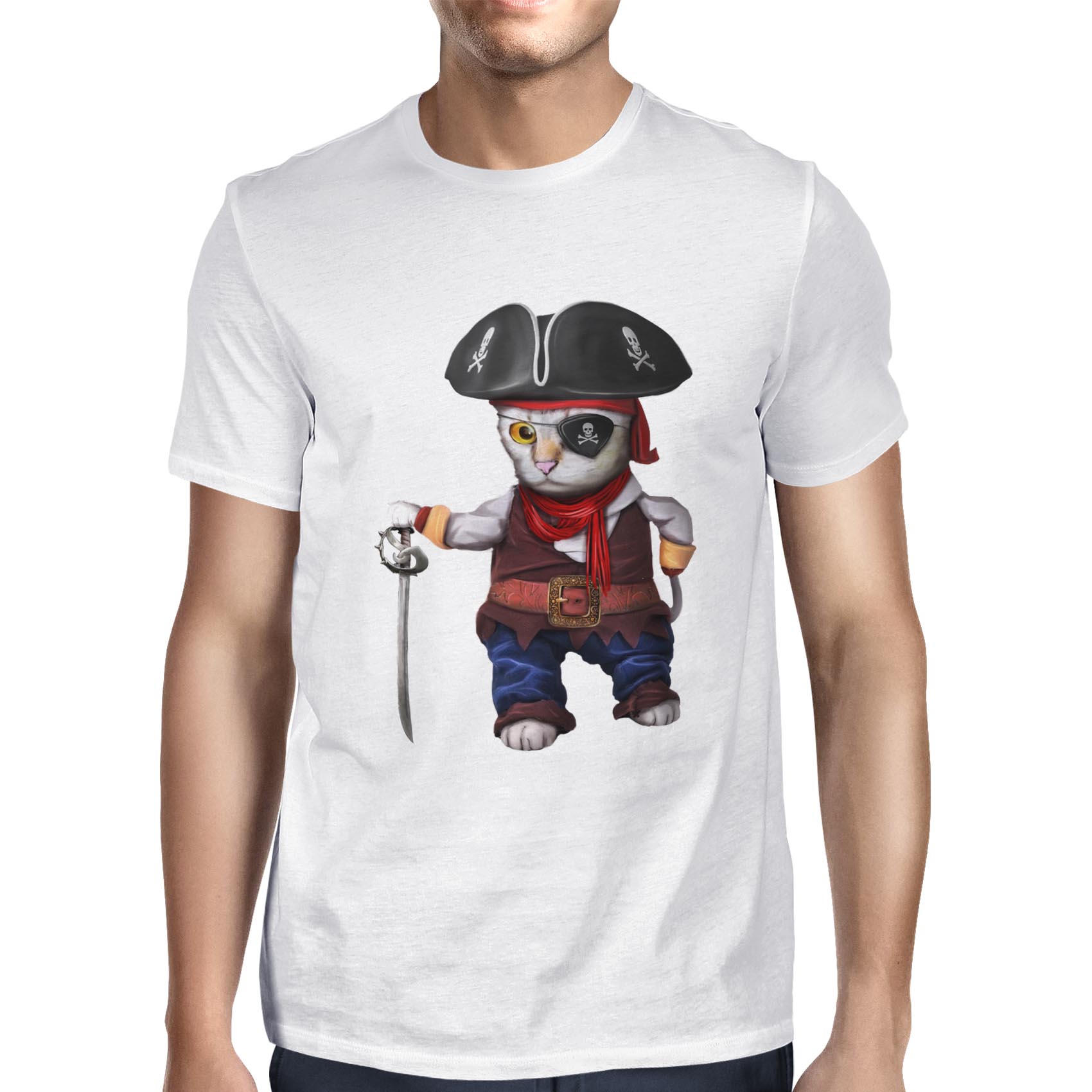 1Tee Mens Jolly Roger Cat T-Shirt 