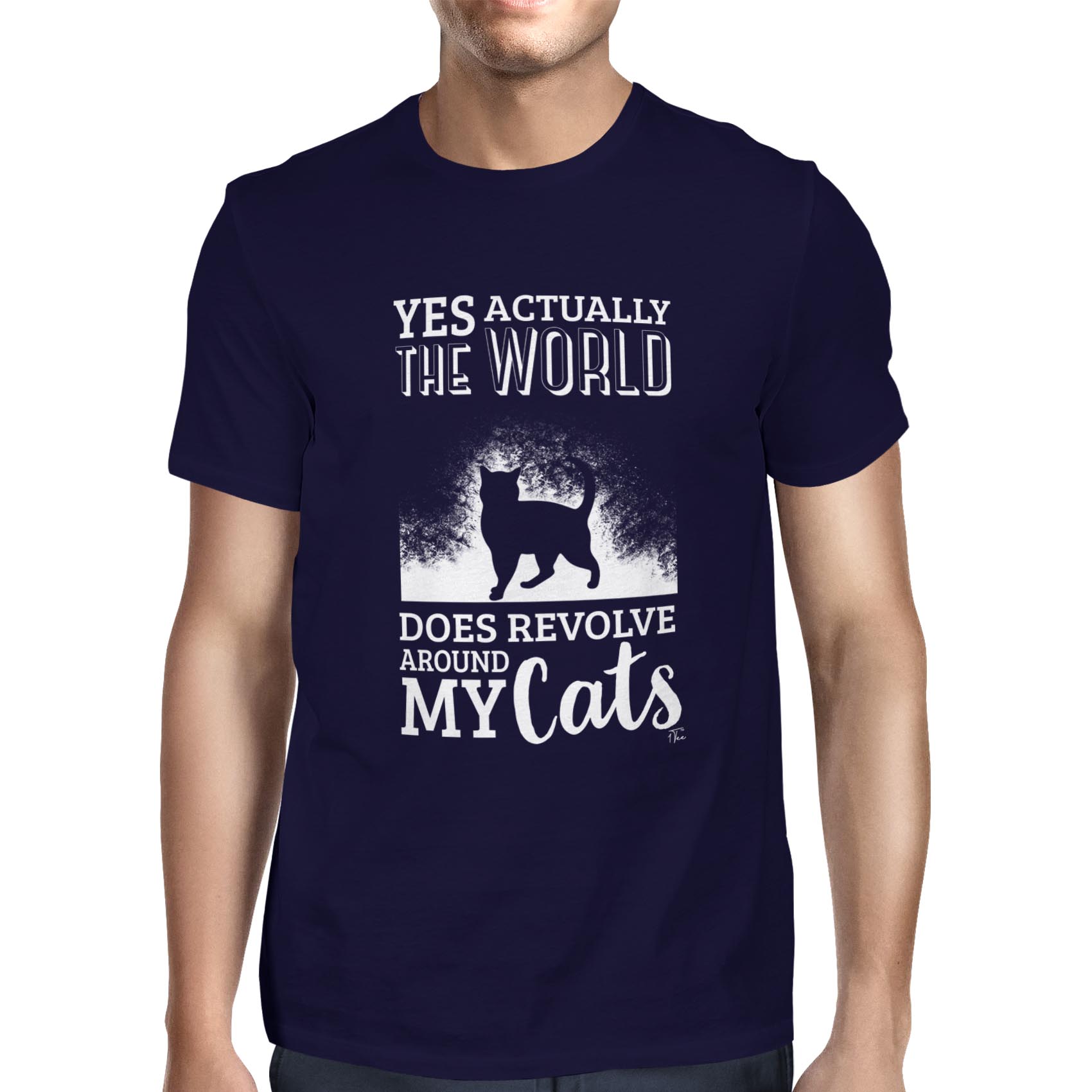 Camiseta 1Tee Para Hombre Yes Actually The World Does Revolve Around My Cats - Imagen 13 de 24