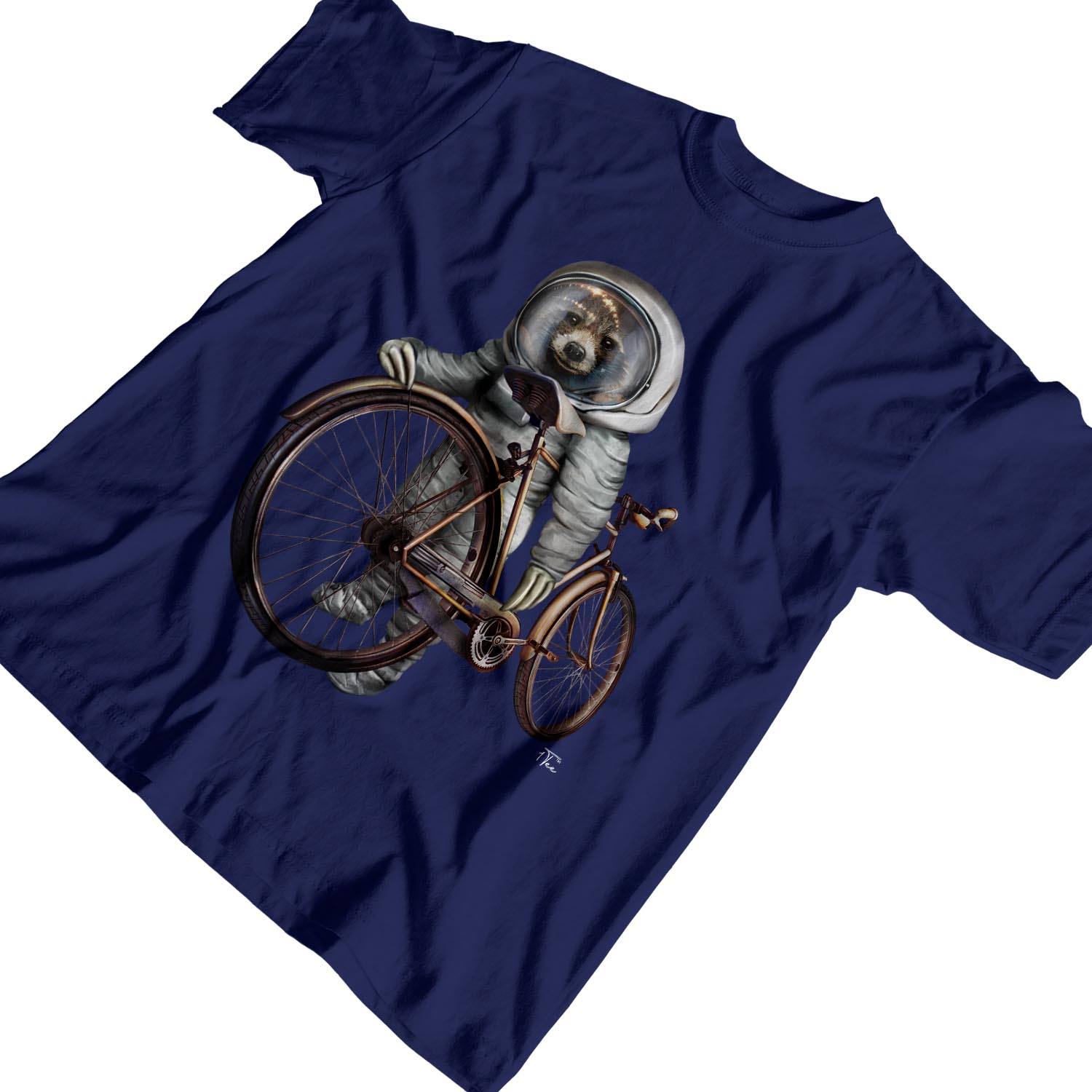 1Tee Mens Sloth Astronaut With Bicycle T-Shirt - Picture 15 of 24