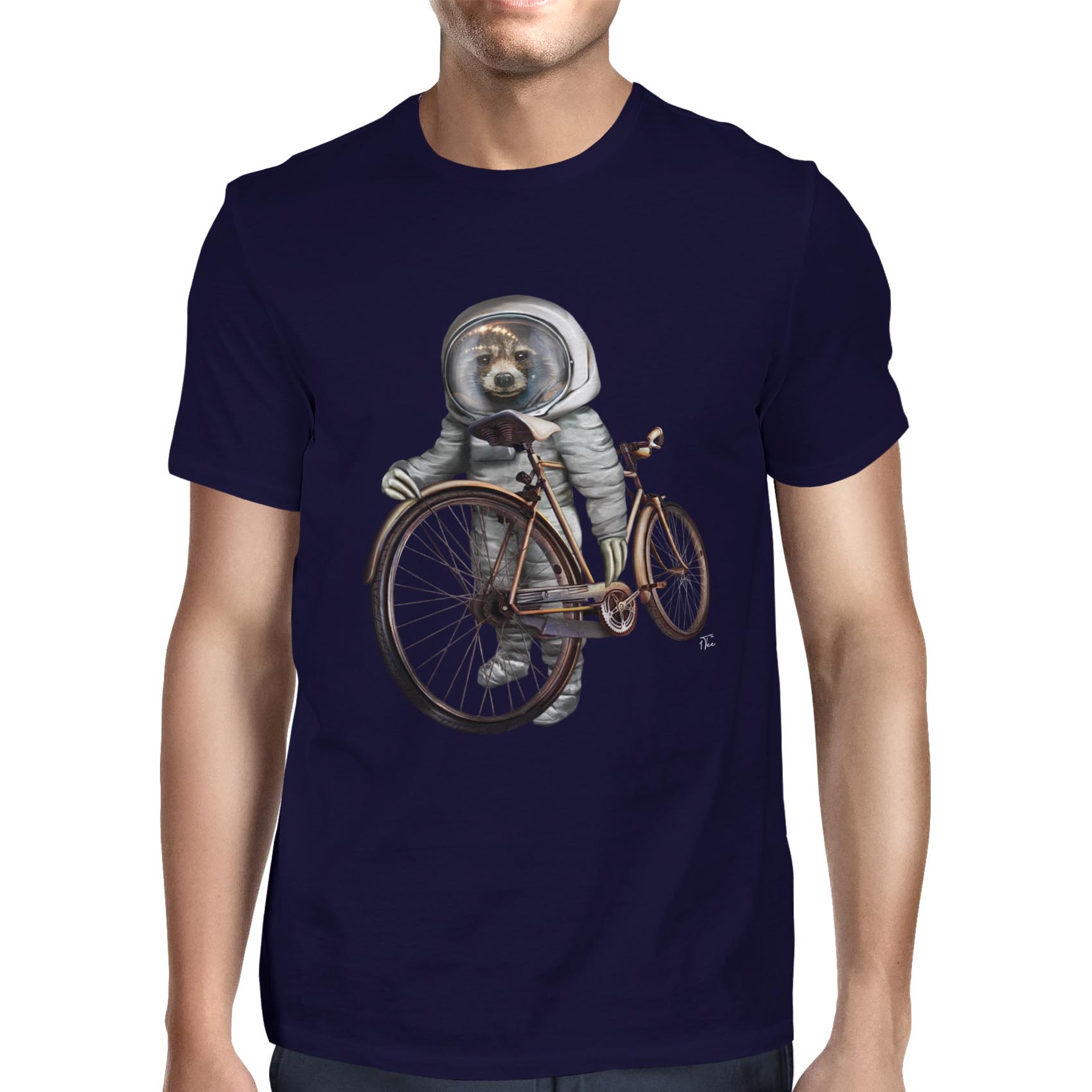 1Tee Mens Sloth Astronaut With Bicycle T-Shirt - Picture 13 of 24