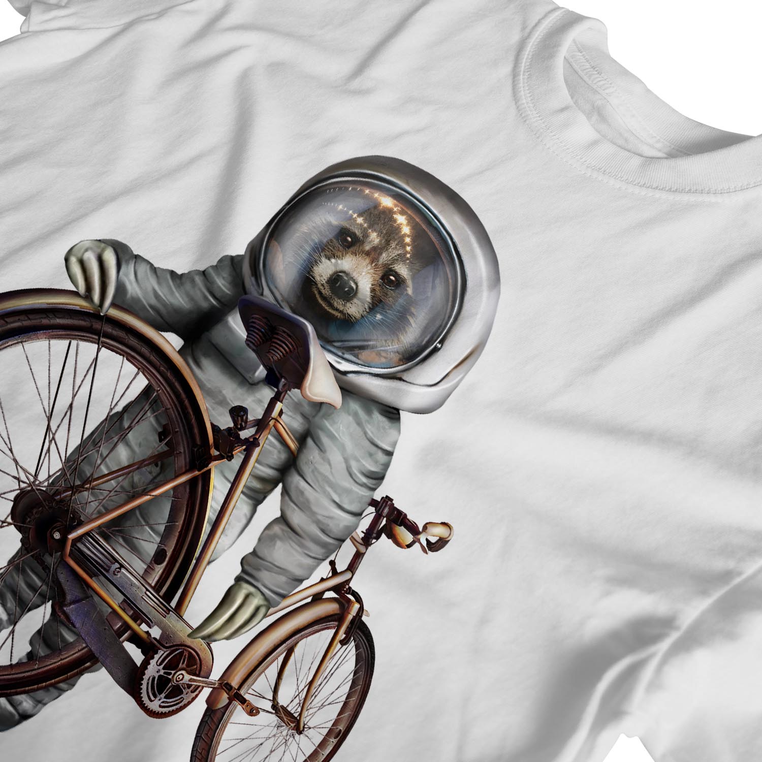 1Tee Mens Sloth Astronaut With Bicycle T-Shirt - Picture 22 of 24