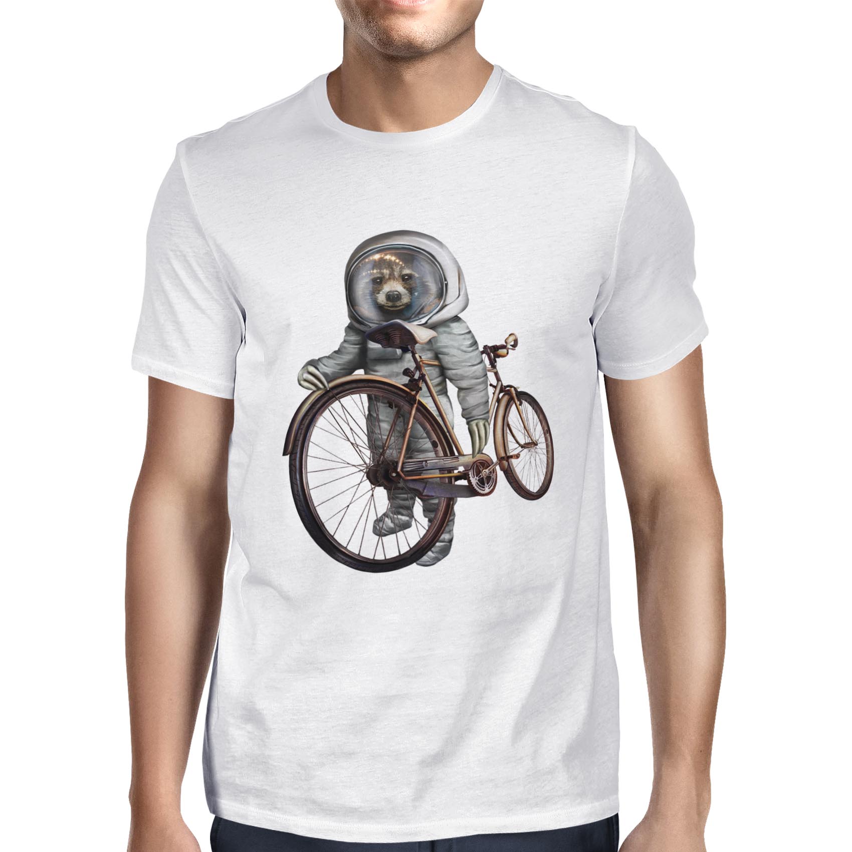 1Tee Mens Sloth Astronaut With Bicycle T-Shirt - Picture 19 of 24