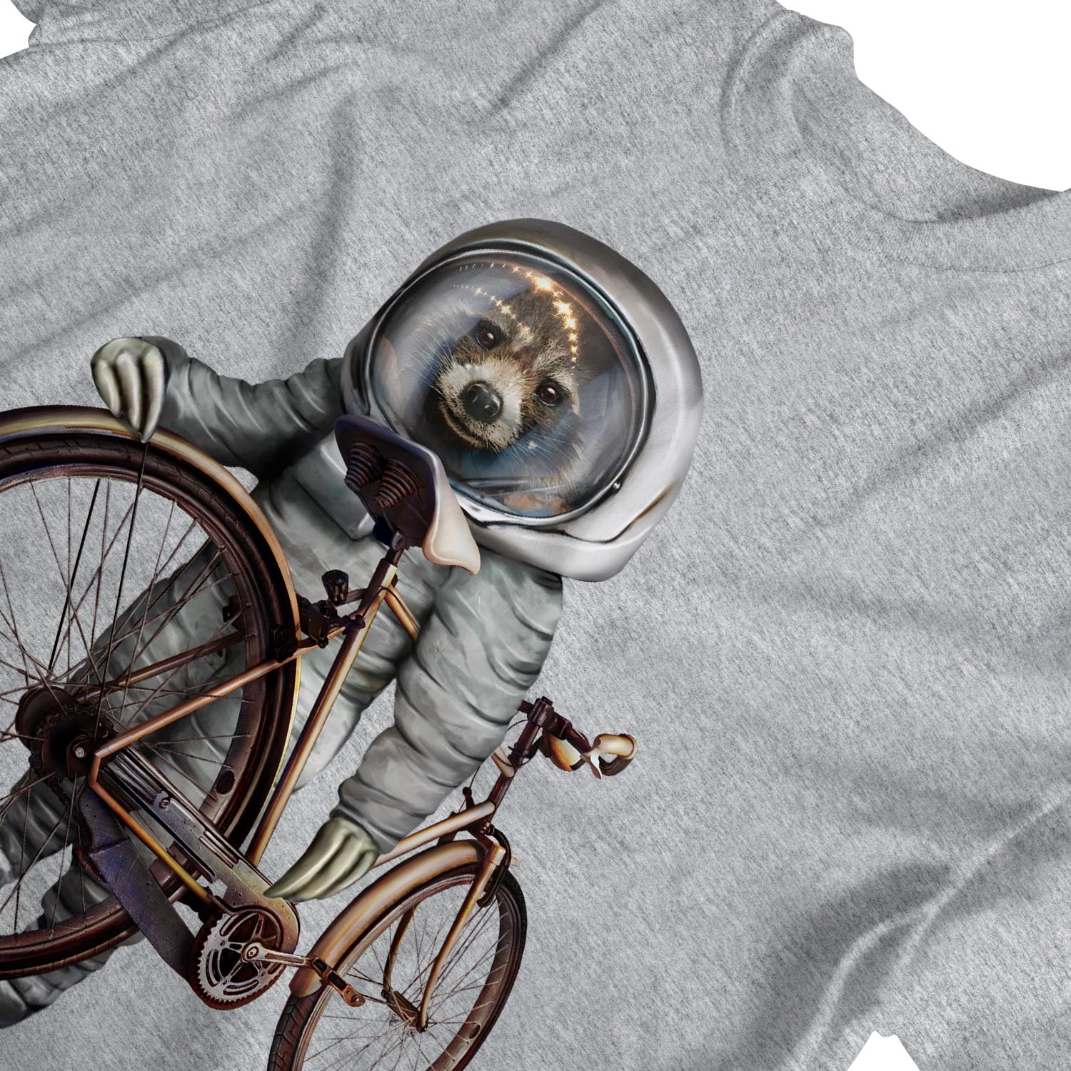 1Tee Mens Sloth Astronaut With Bicycle T-Shirt - Picture 10 of 24