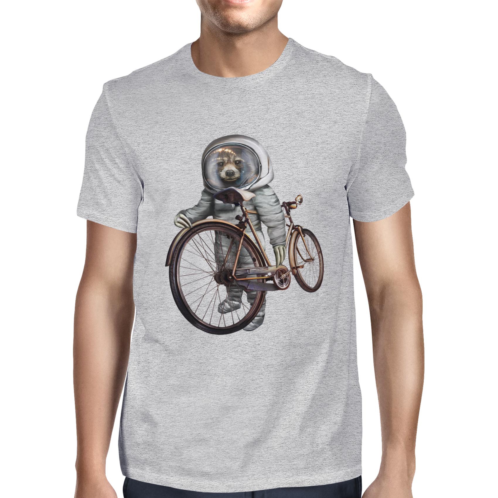 1Tee Mens Sloth Astronaut With Bicycle T-Shirt - Picture 7 of 24