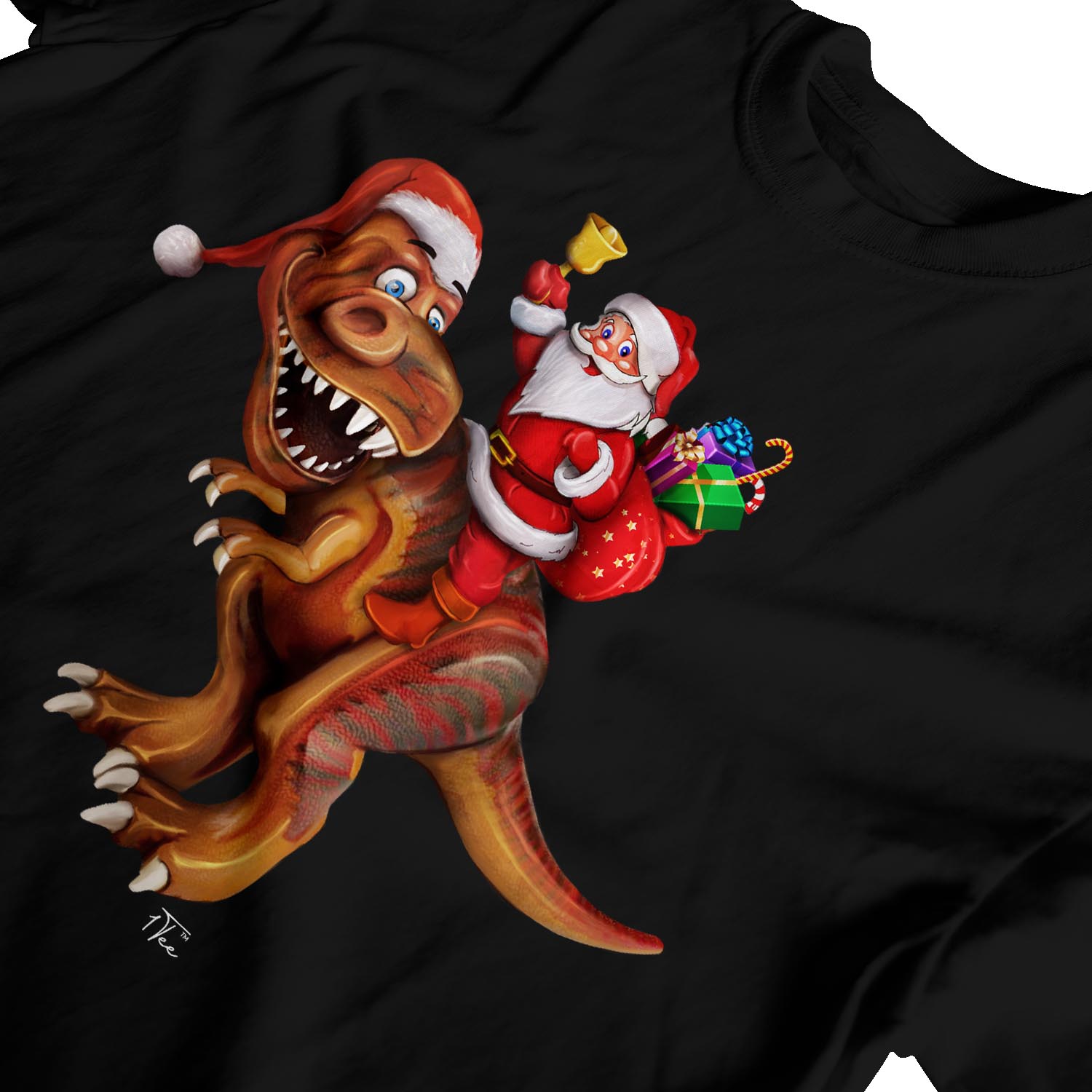 1 Tee Herren Santa Riding Dinosaurier T Rex Weihnachten T-Shirt T-Shirt - Bild 10 von 24
