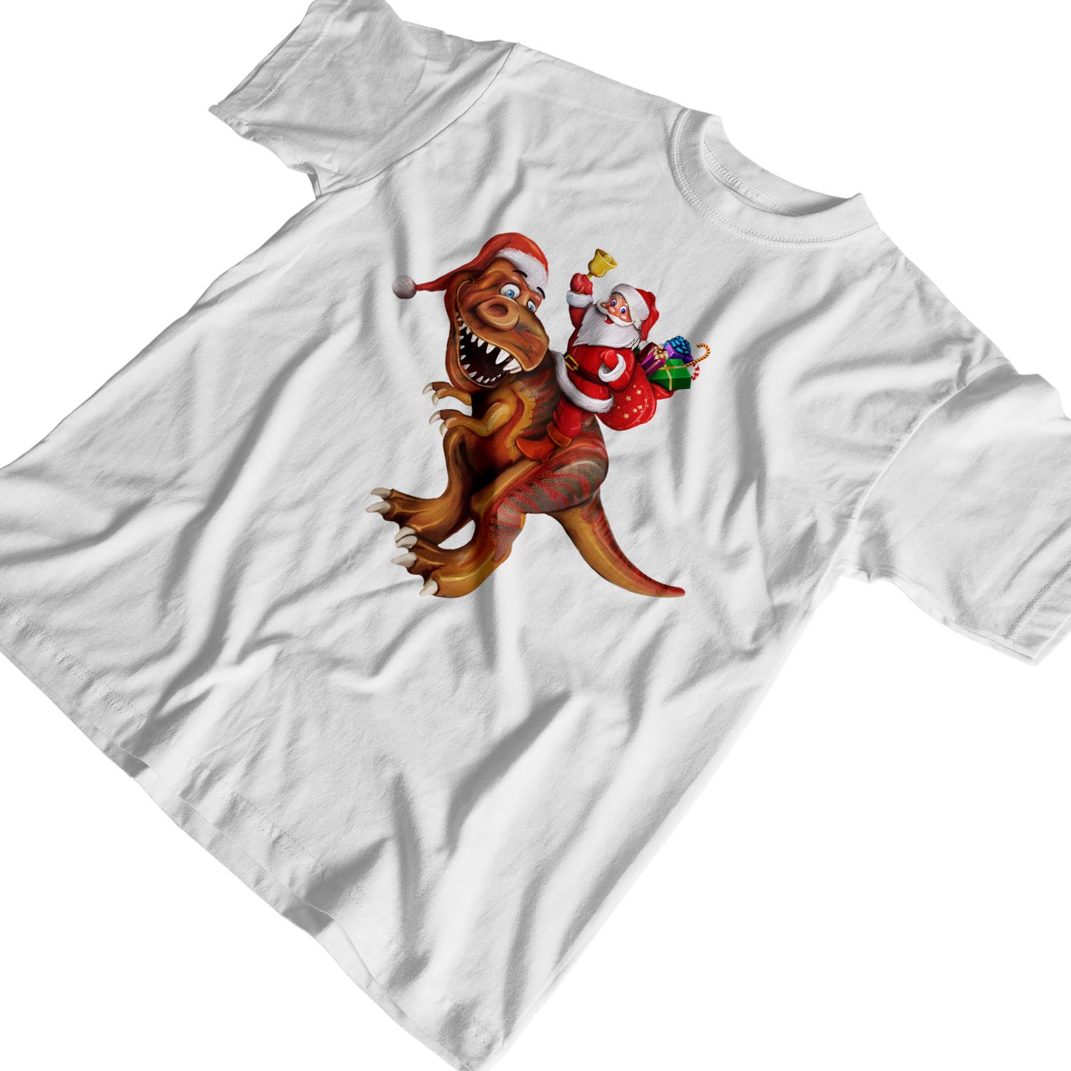 1 Tee Herren Santa Riding Dinosaurier T Rex Weihnachten T-Shirt T-Shirt - Bild 21 von 24
