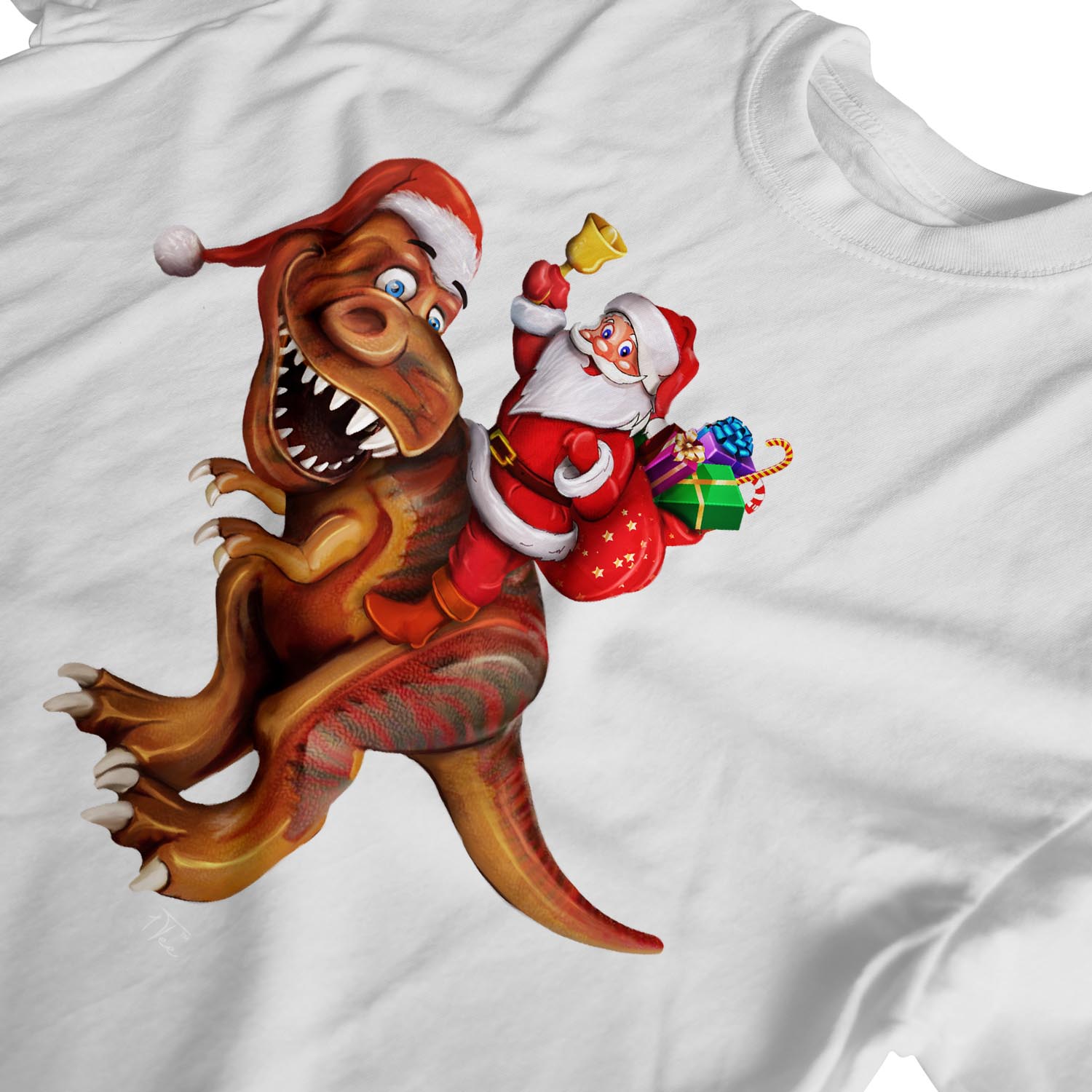 1 Tee Herren Santa Riding Dinosaurier T Rex Weihnachten T-Shirt T-Shirt - Bild 22 von 24