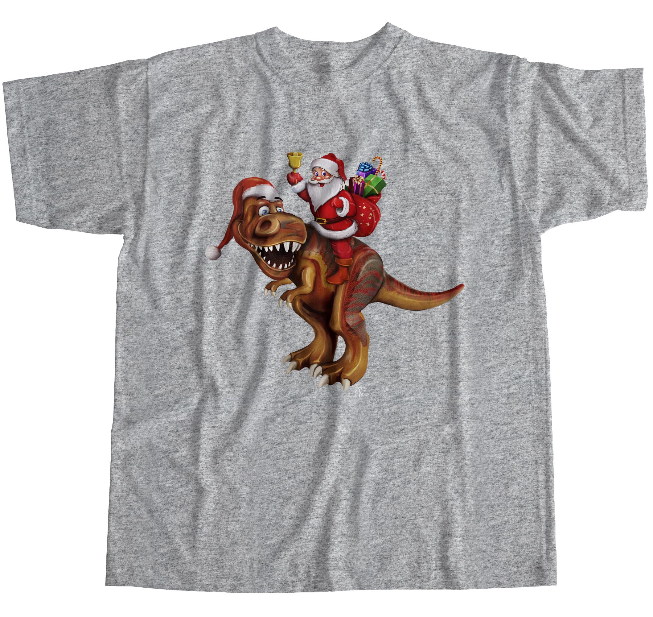1 Tee Herren Santa Riding Dinosaurier T Rex Weihnachten T-Shirt T-Shirt - Bild 14 von 24
