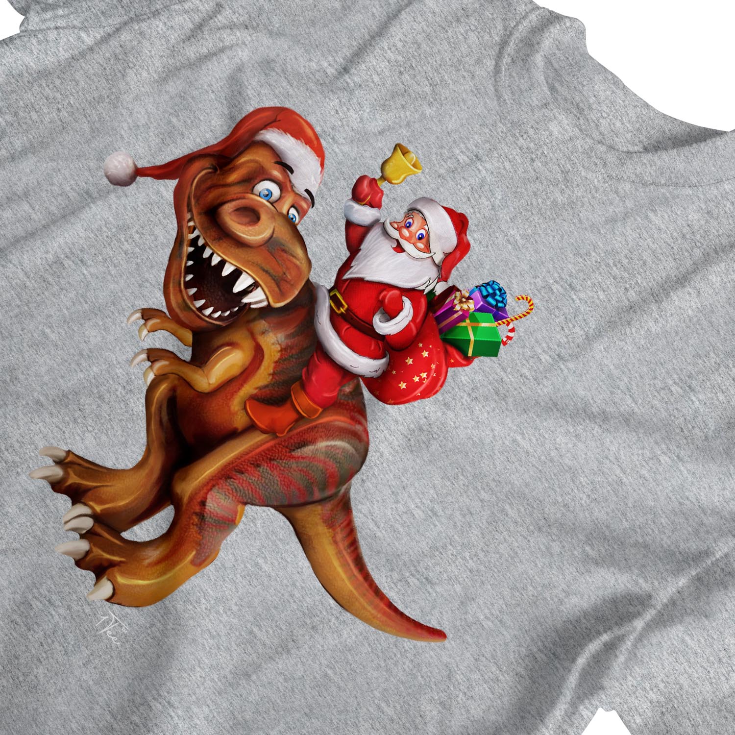 dinosaur santa shirt