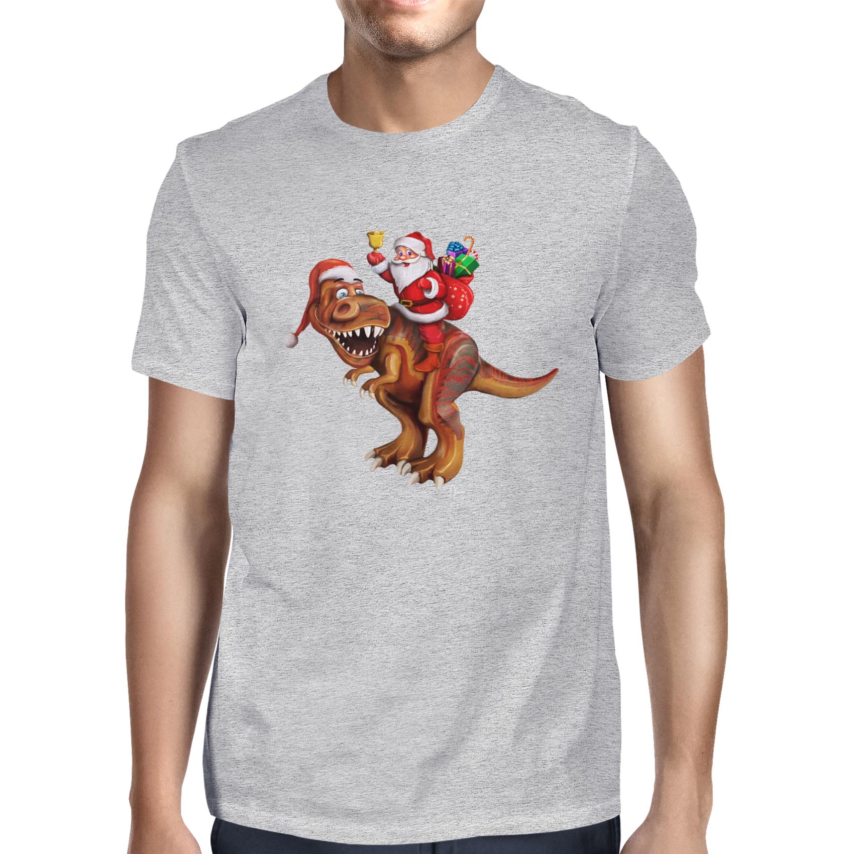 1 Tee Herren Santa Riding Dinosaurier T Rex Weihnachten T-Shirt T-Shirt - Bild 13 von 24