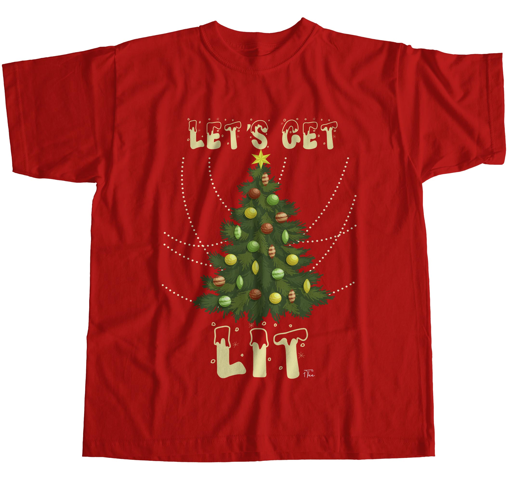 1Tee Mens Let's Get Lit - Christmas Tree Lights T-Shirt | eBay