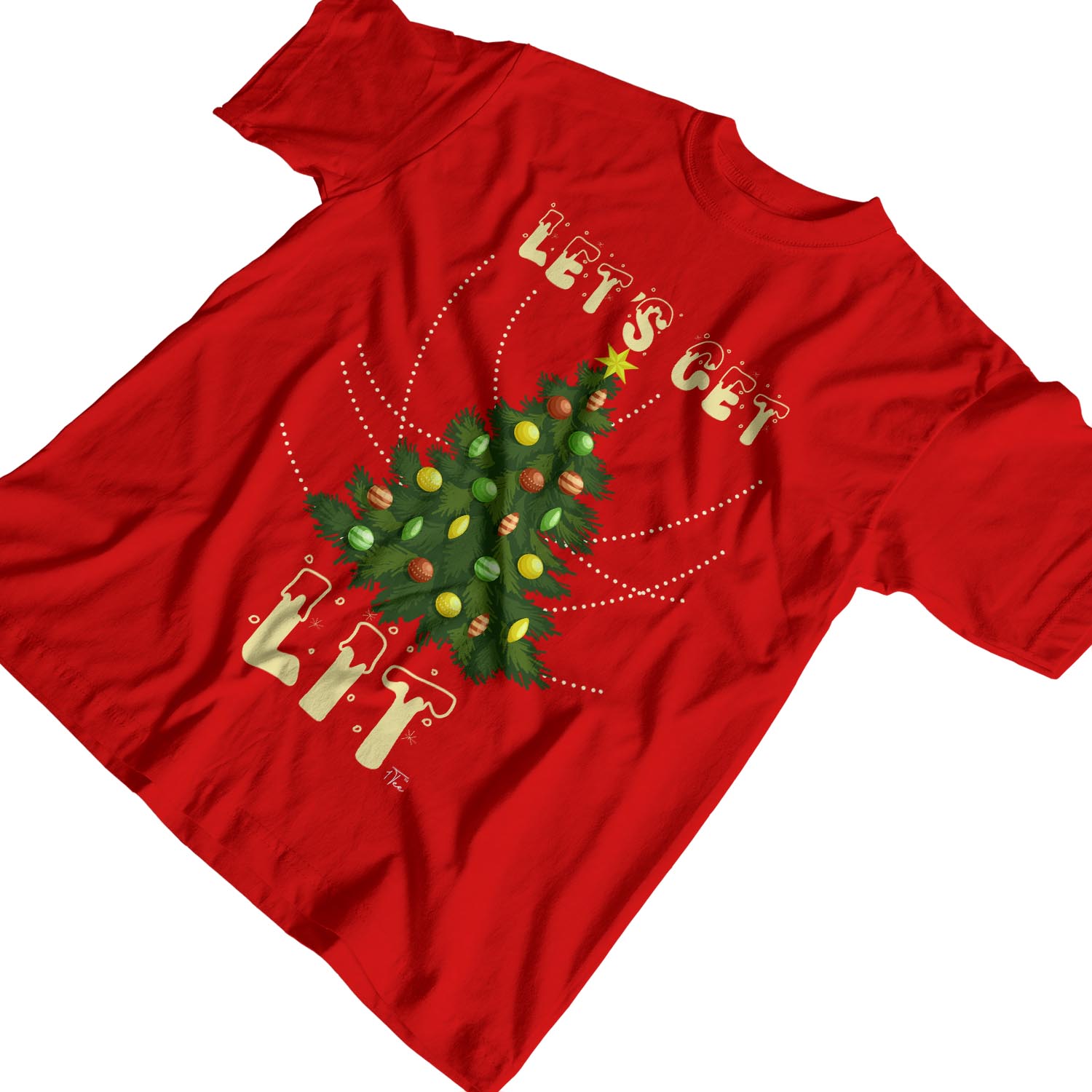 1Tee Mens Let/'s Get Lit Christmas Tree Lights T-Shirt