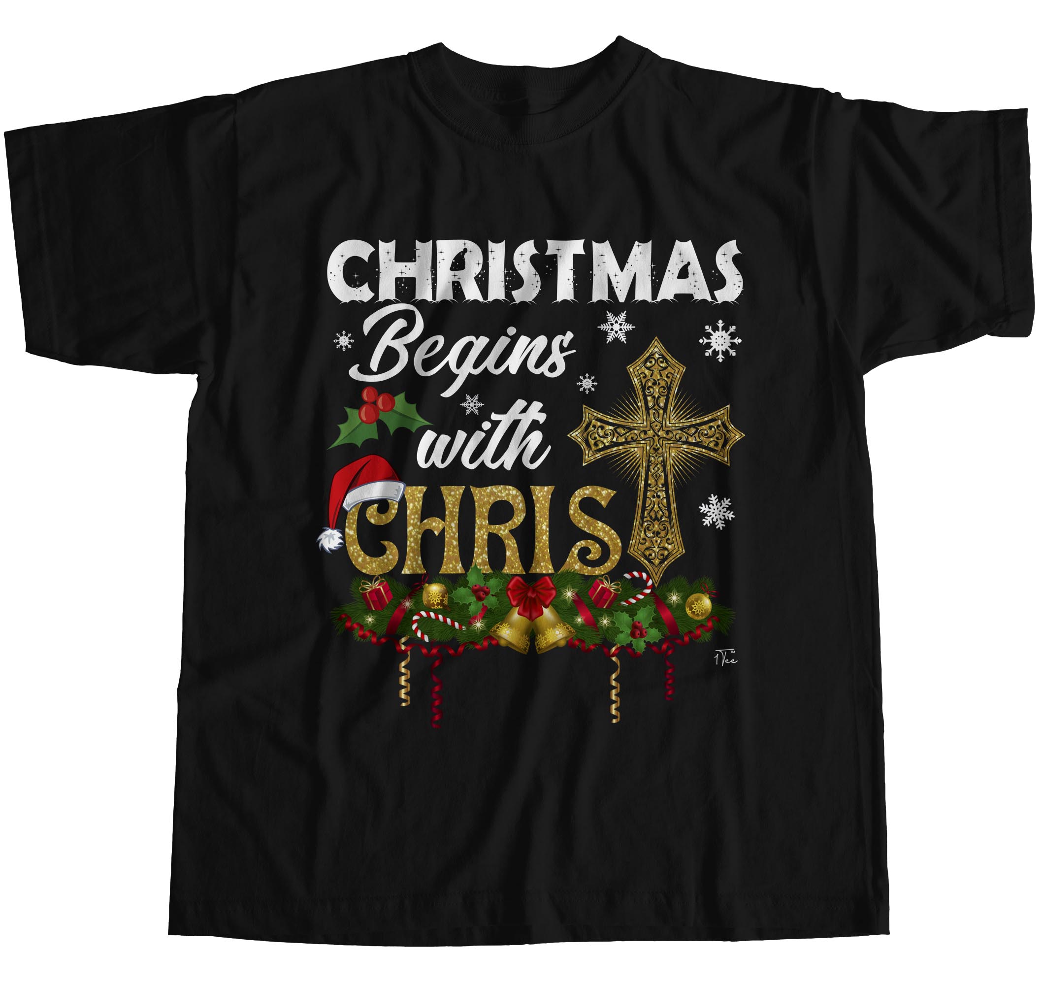 1Tee Mens Christmas Begins with Christ T-Shirt | eBay