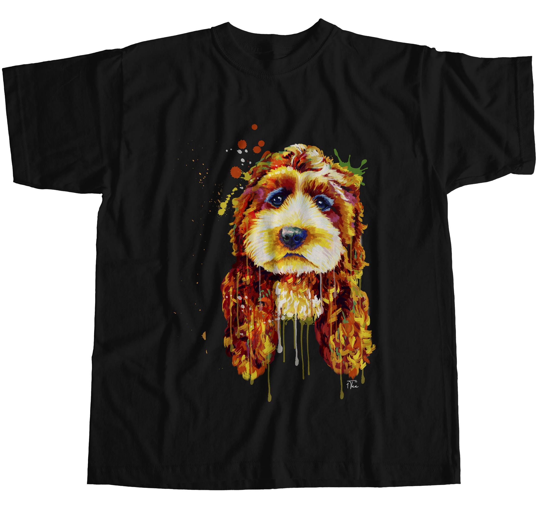 1Tee Mens Watercolour Splash Cockapoo Dog T-Shirt - Picture 8 of 18