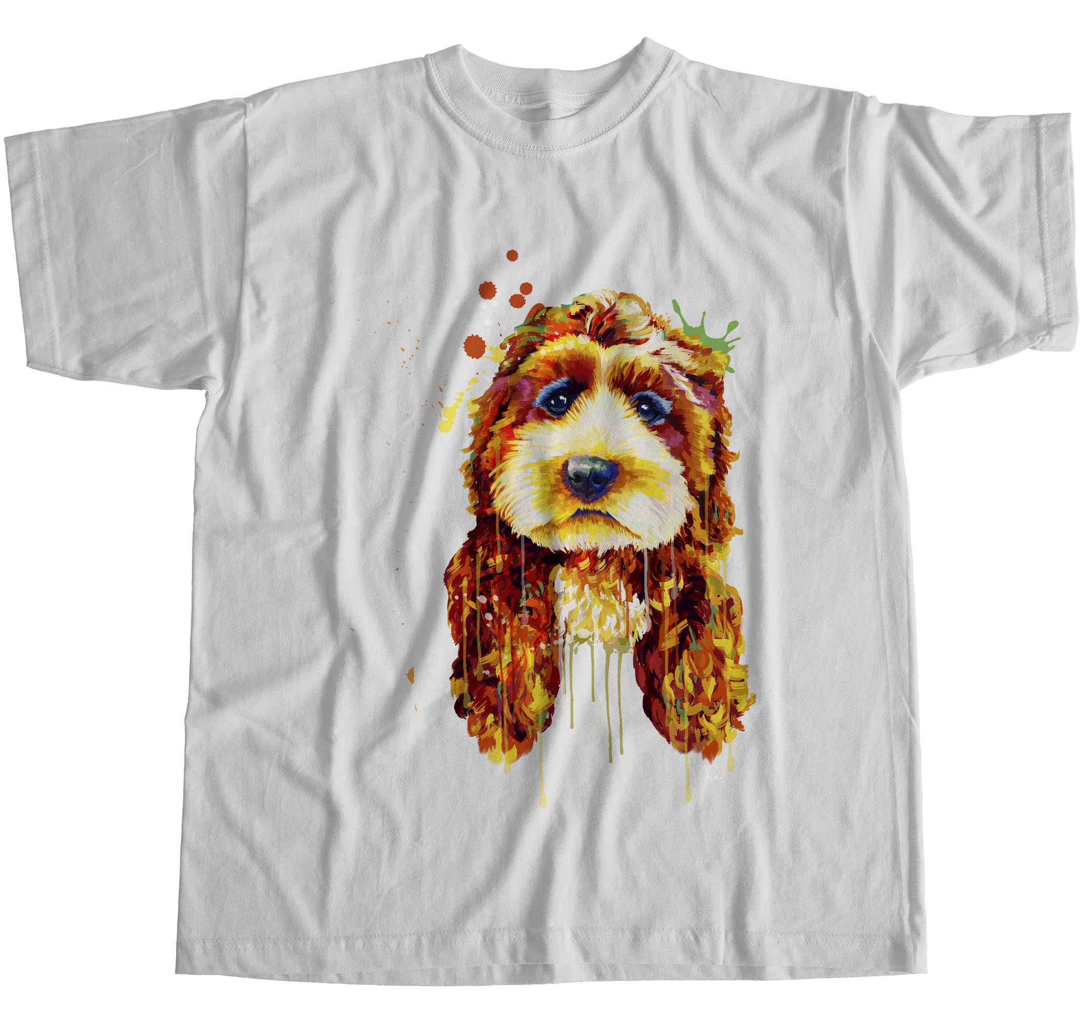 1Tee Mens Watercolour Splash Cockapoo Dog T-Shirt - Picture 14 of 18