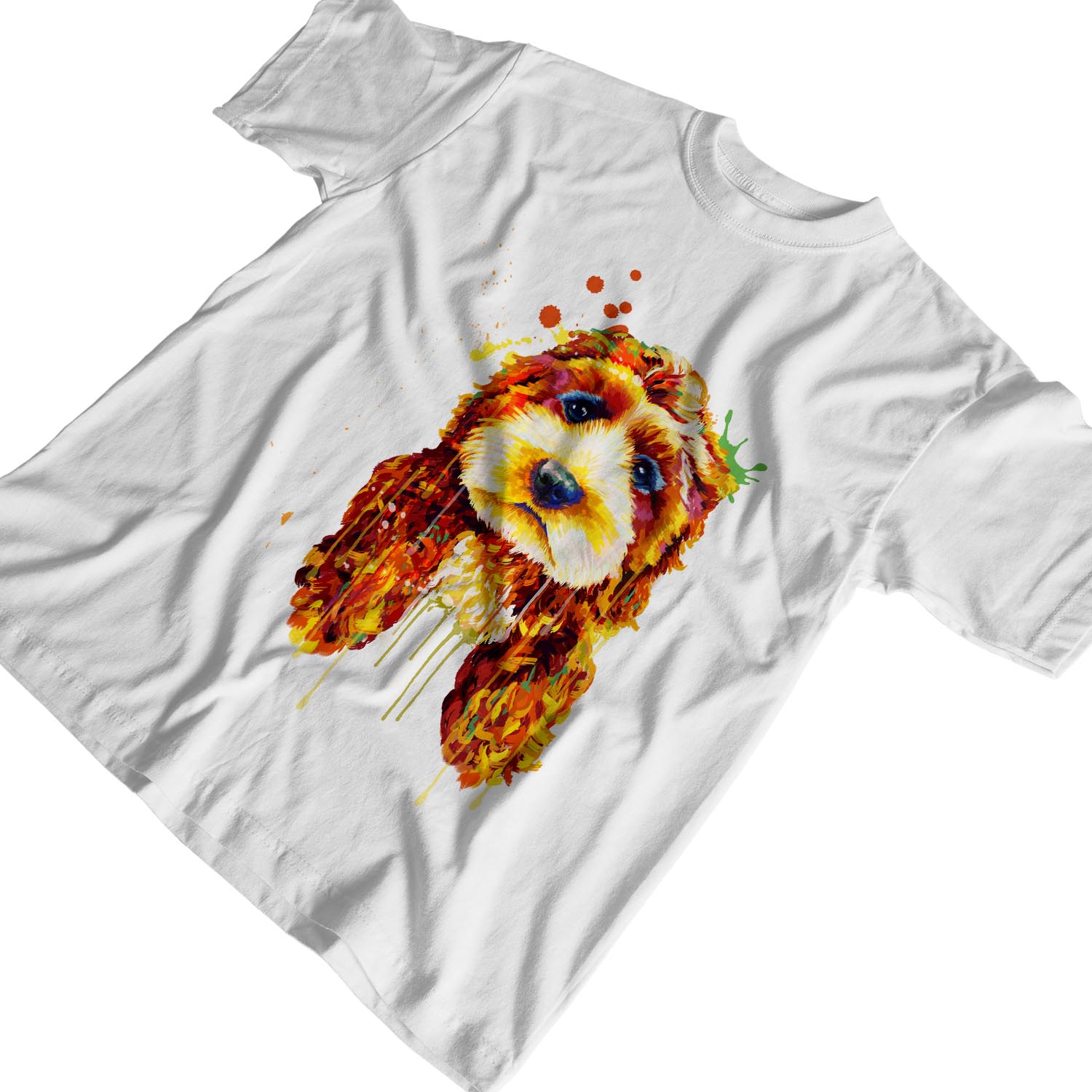 1Tee Mens Watercolour Splash Cockapoo Dog T-Shirt - Picture 15 of 18