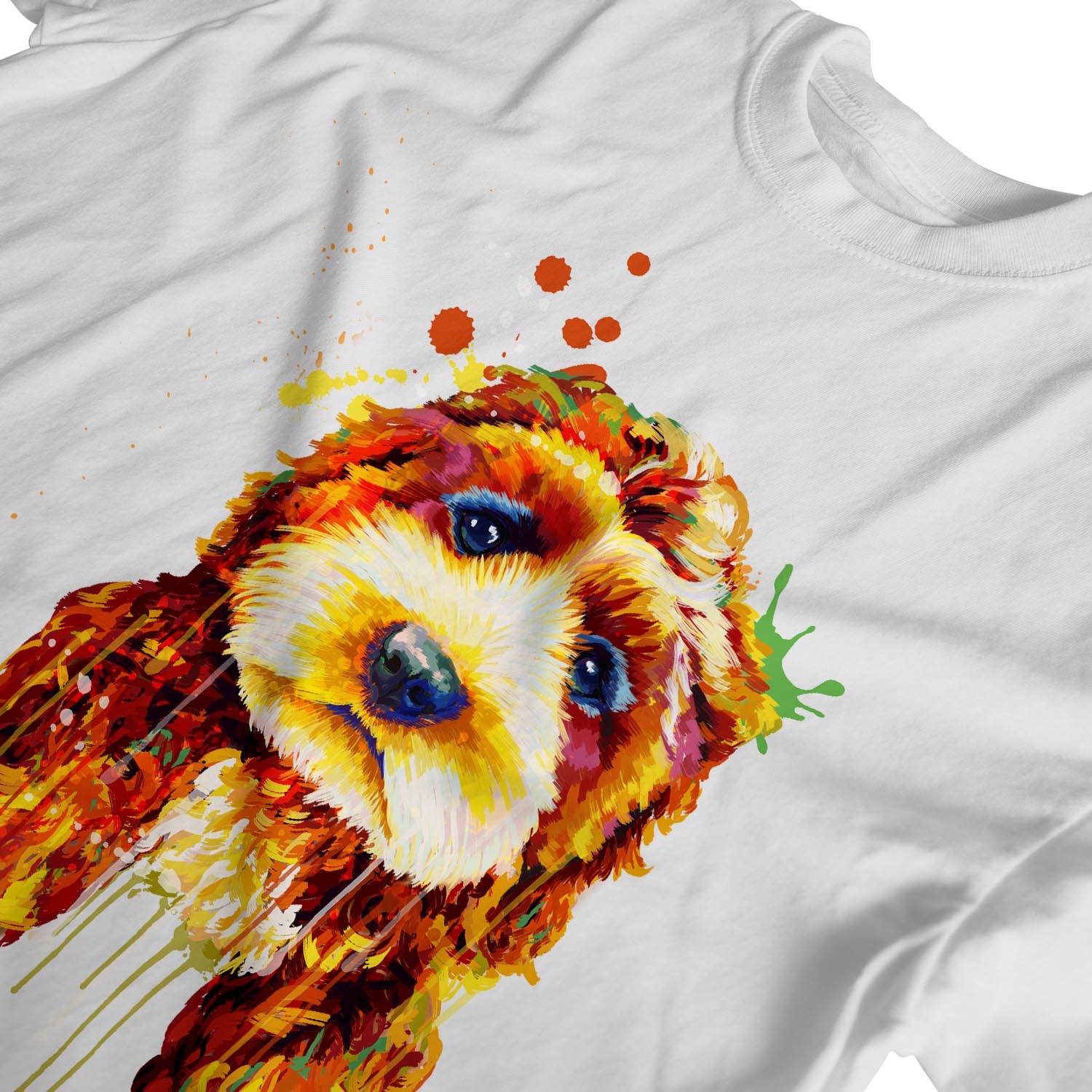 1Tee Mens Watercolour Splash Cockapoo Dog T-Shirt - Picture 16 of 18