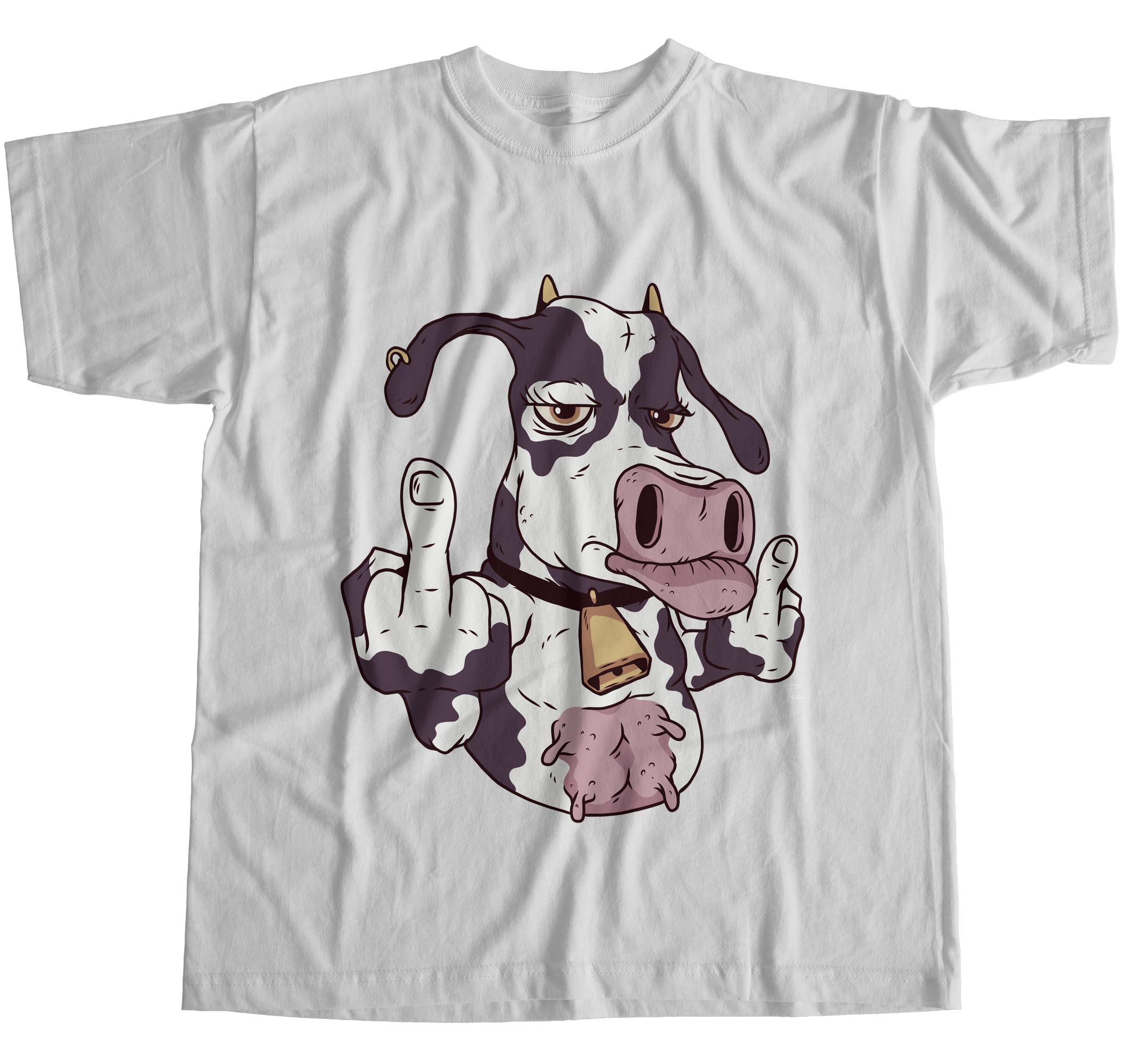 1Tee Mens Cow giving Middle Finger T-Shirt - Picture 14 of 18
