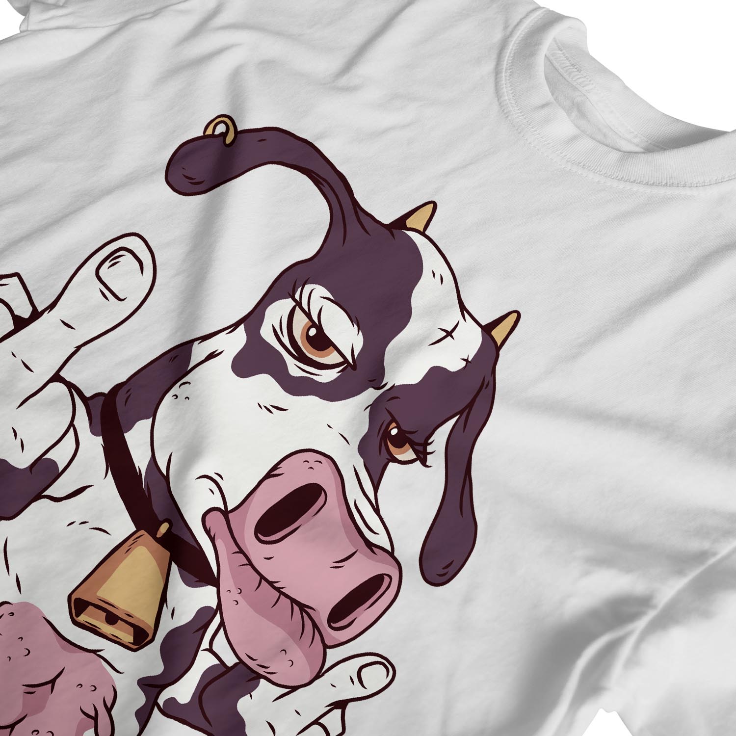 1Tee Mens Cow giving Middle Finger T-Shirt - Picture 16 of 18