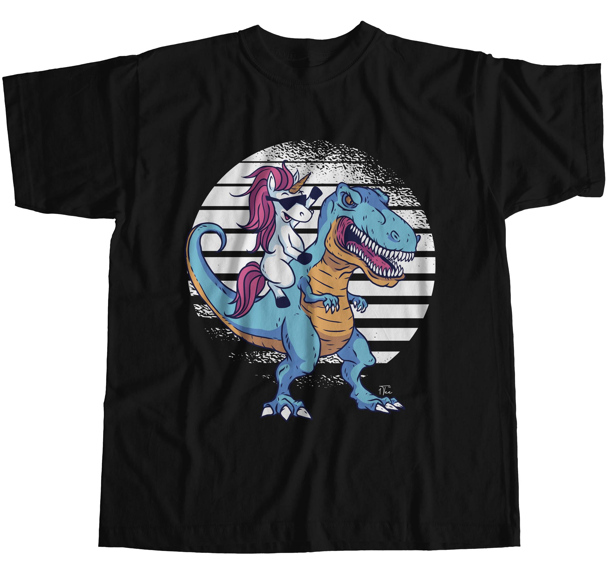 1Tee Herren T-Shirt Einhorn Reiten Dinosaurier - Bild 8 von 18