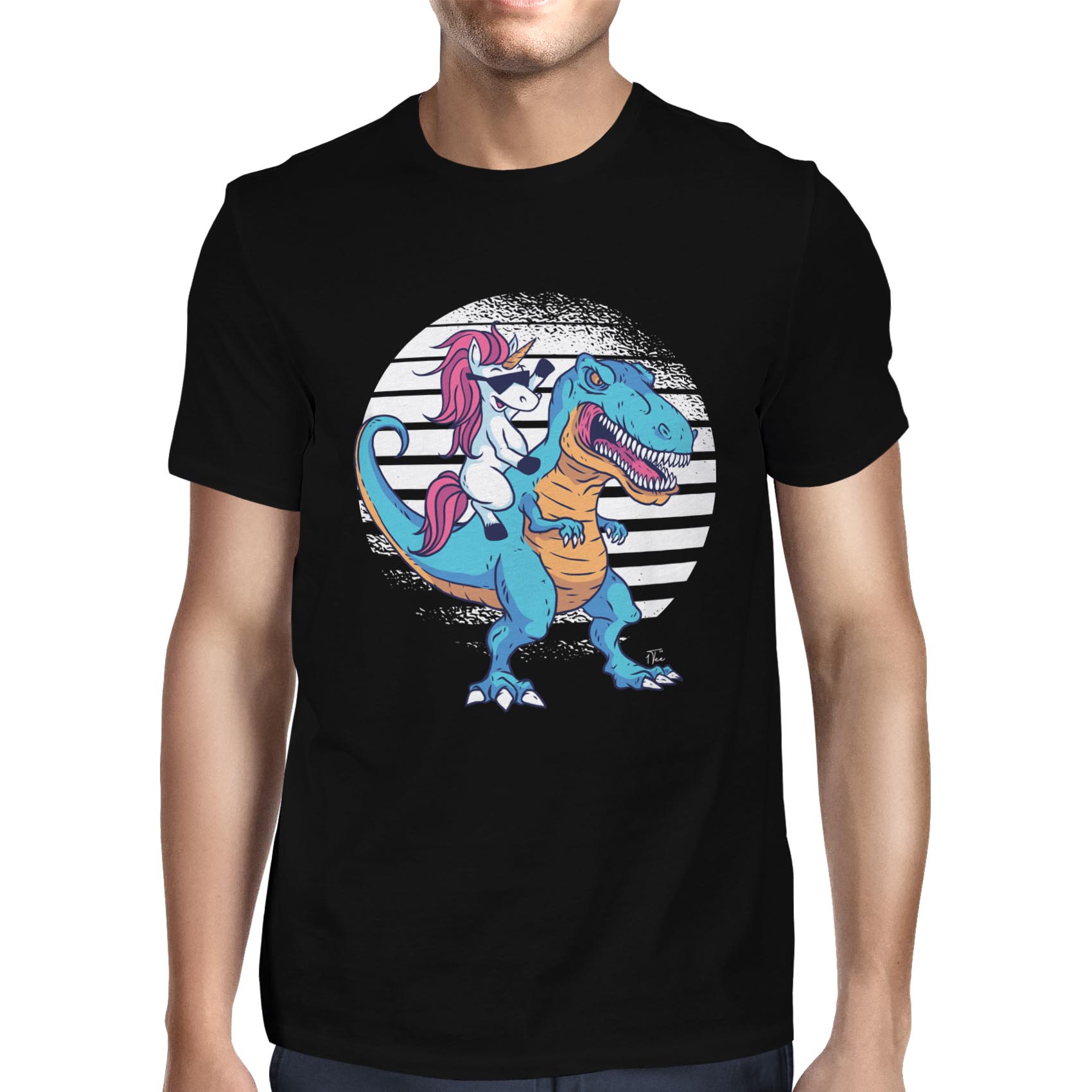 1Tee Herren T-Shirt Einhorn Reiten Dinosaurier - Bild 7 von 18