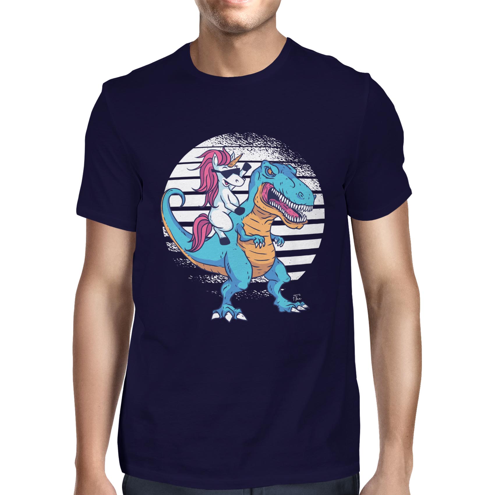 1Tee Herren T-Shirt Einhorn Reiten Dinosaurier - Bild 13 von 18